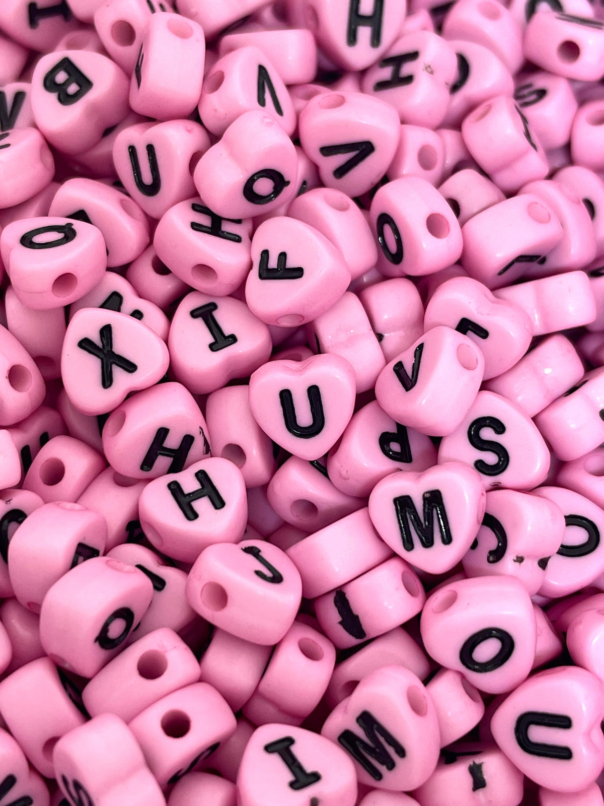 Pretty Pink Alphabet Beads for Bracelet, Bright Pink Letter Beads