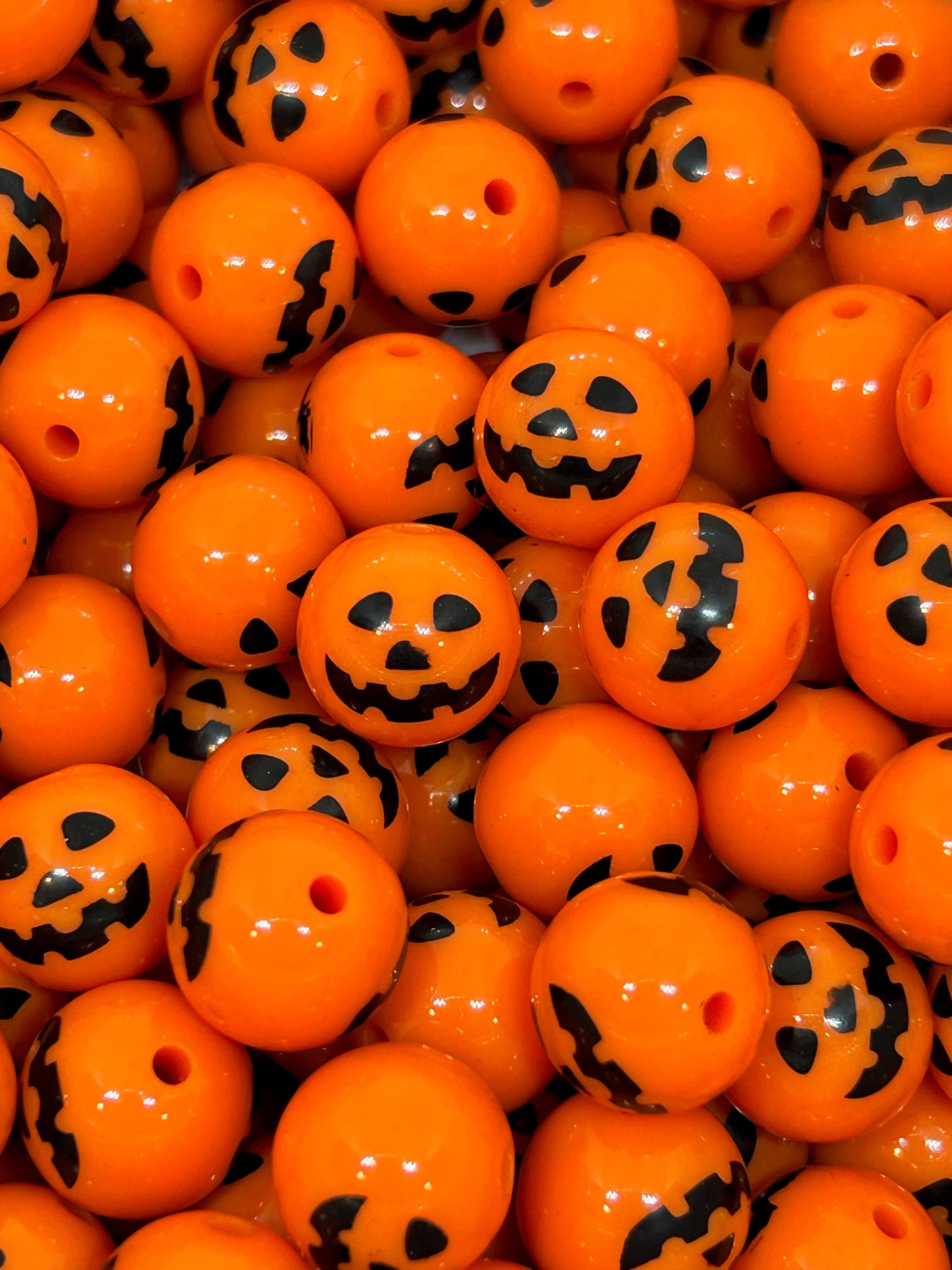 Spooky Fun: 12mm Jack O' Lantern Beads for Halloween Bling!