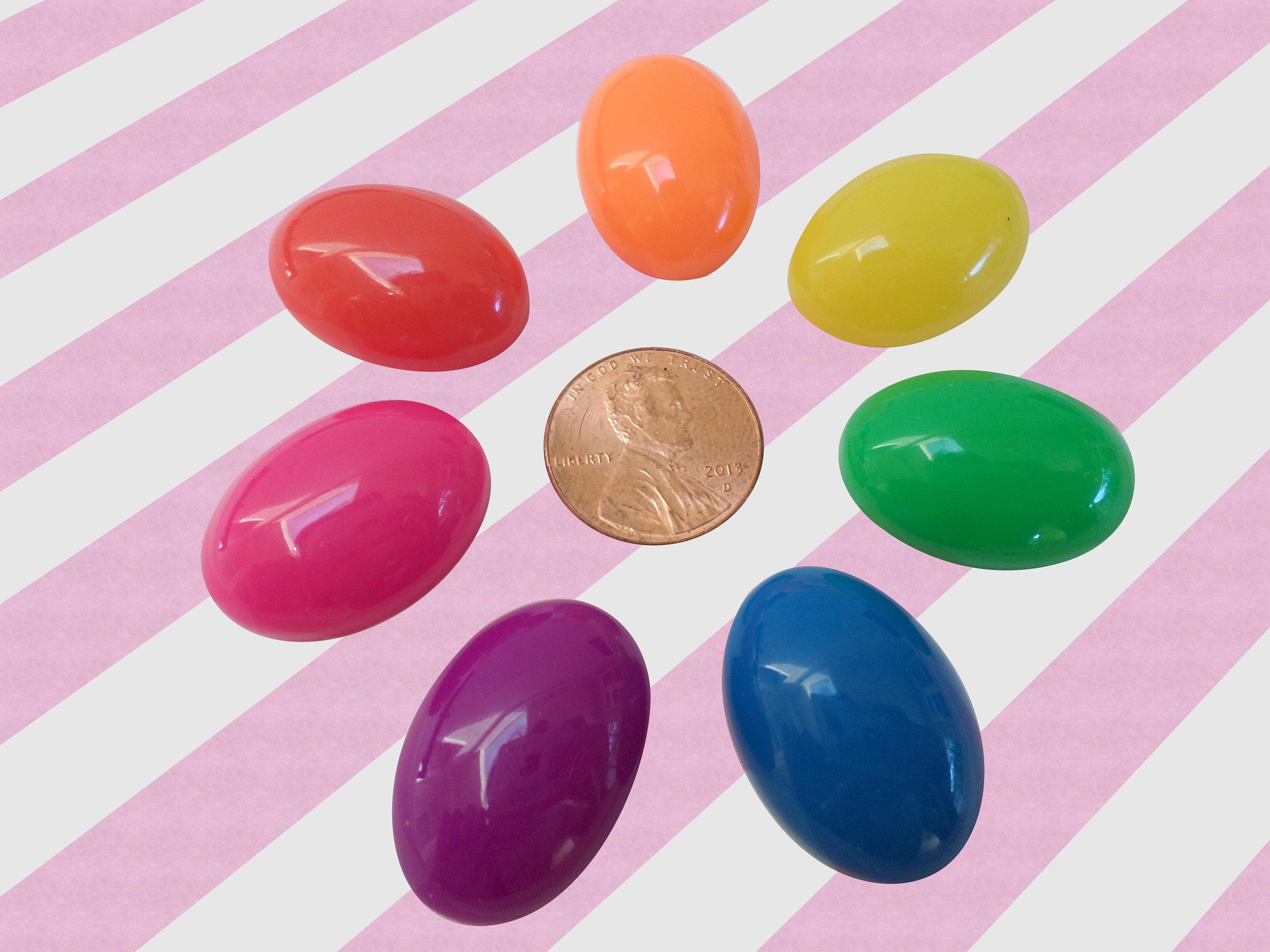 Large Jelly Bean Candy Kawaii Flatback Cabochons - 7pc set