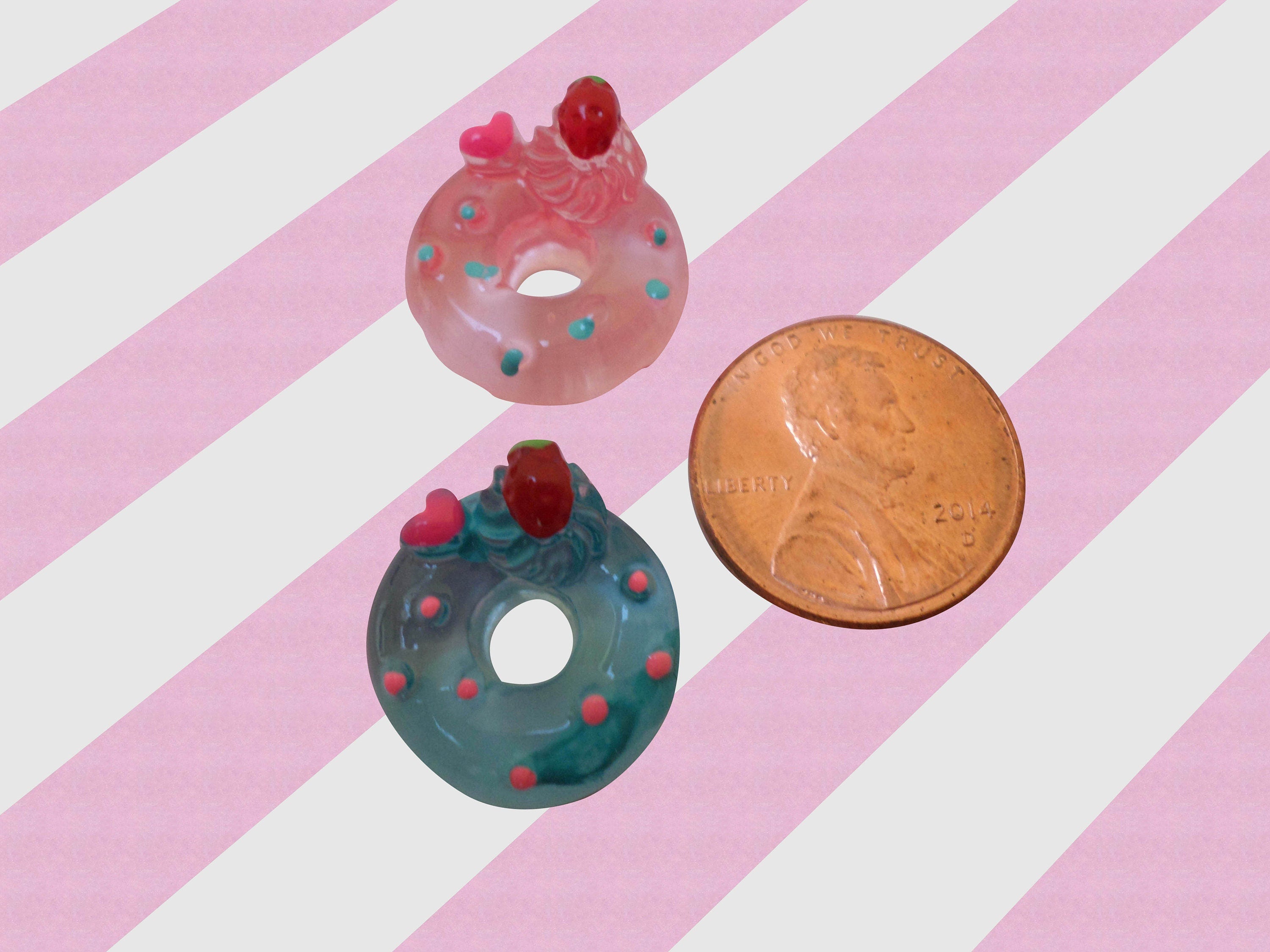 Kawaii Donut Decoden Cabochons, 6 pc set