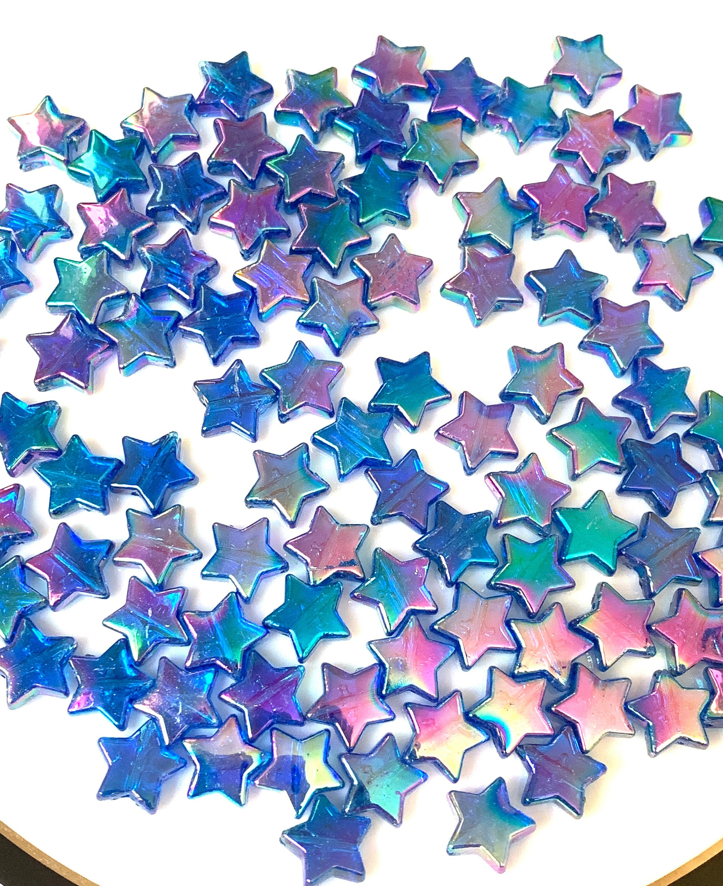 Shimmery Mermaid Purple Blue Star Beads, Acrylic Beads, 100pc  set