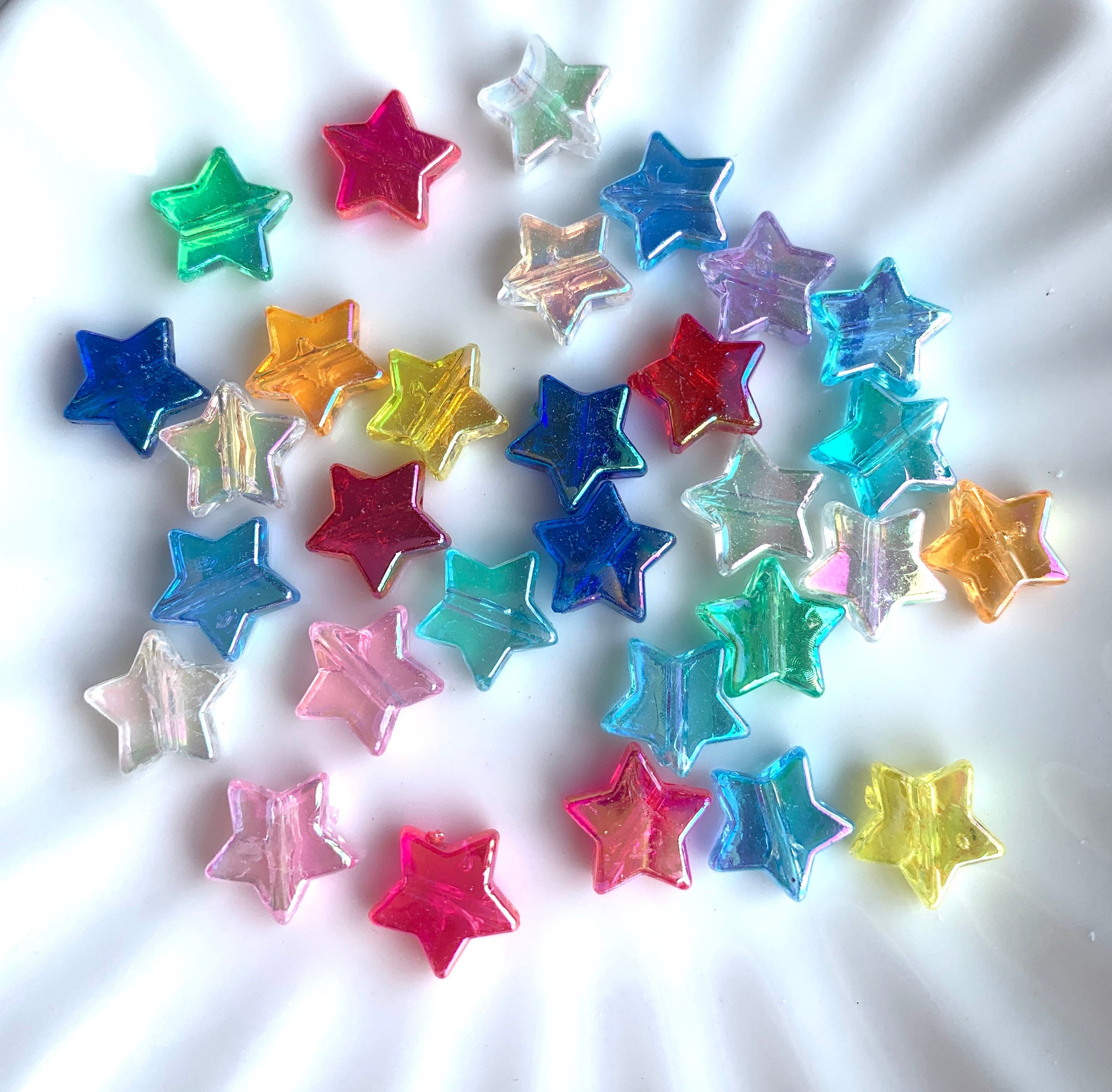 Rainbow Star Beads, Acrylic Beads, 100pc  set