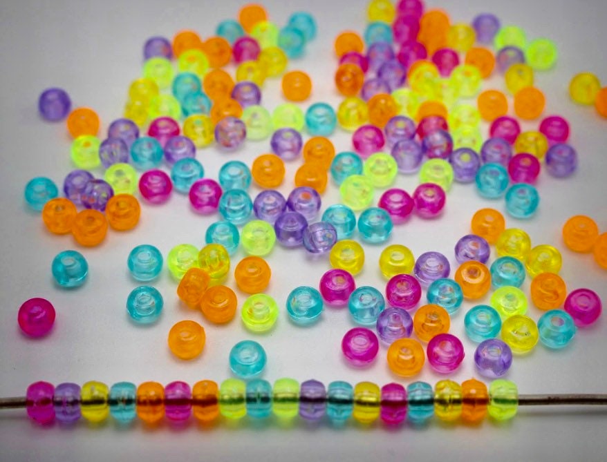 Tiny Neon Barrel Beads - 1000 pc set