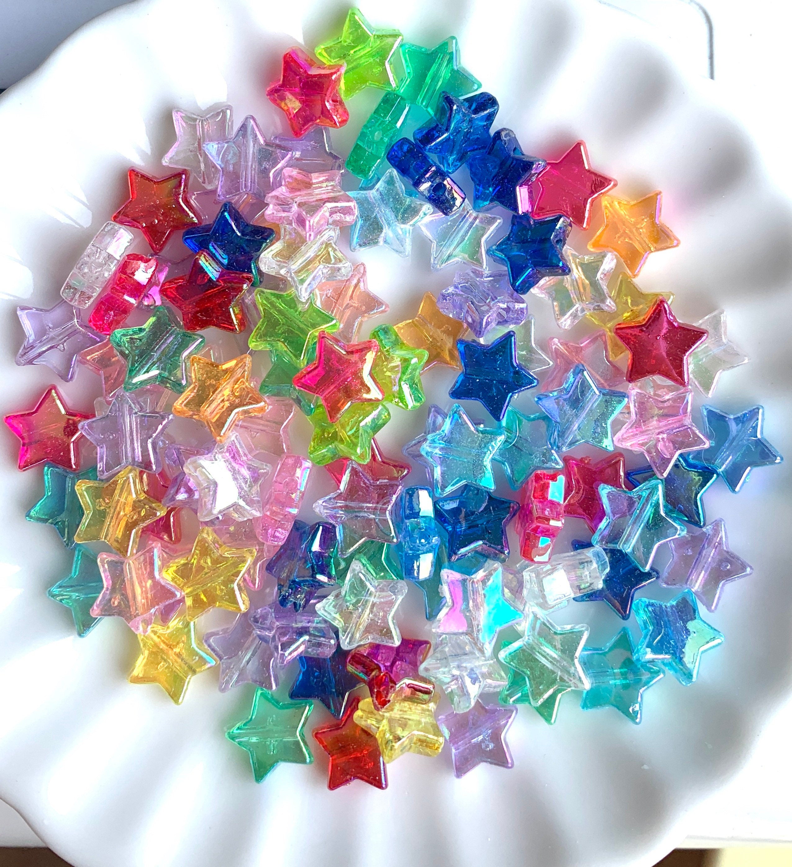 Rainbow Star Beads, Acrylic Beads, 100pc  set