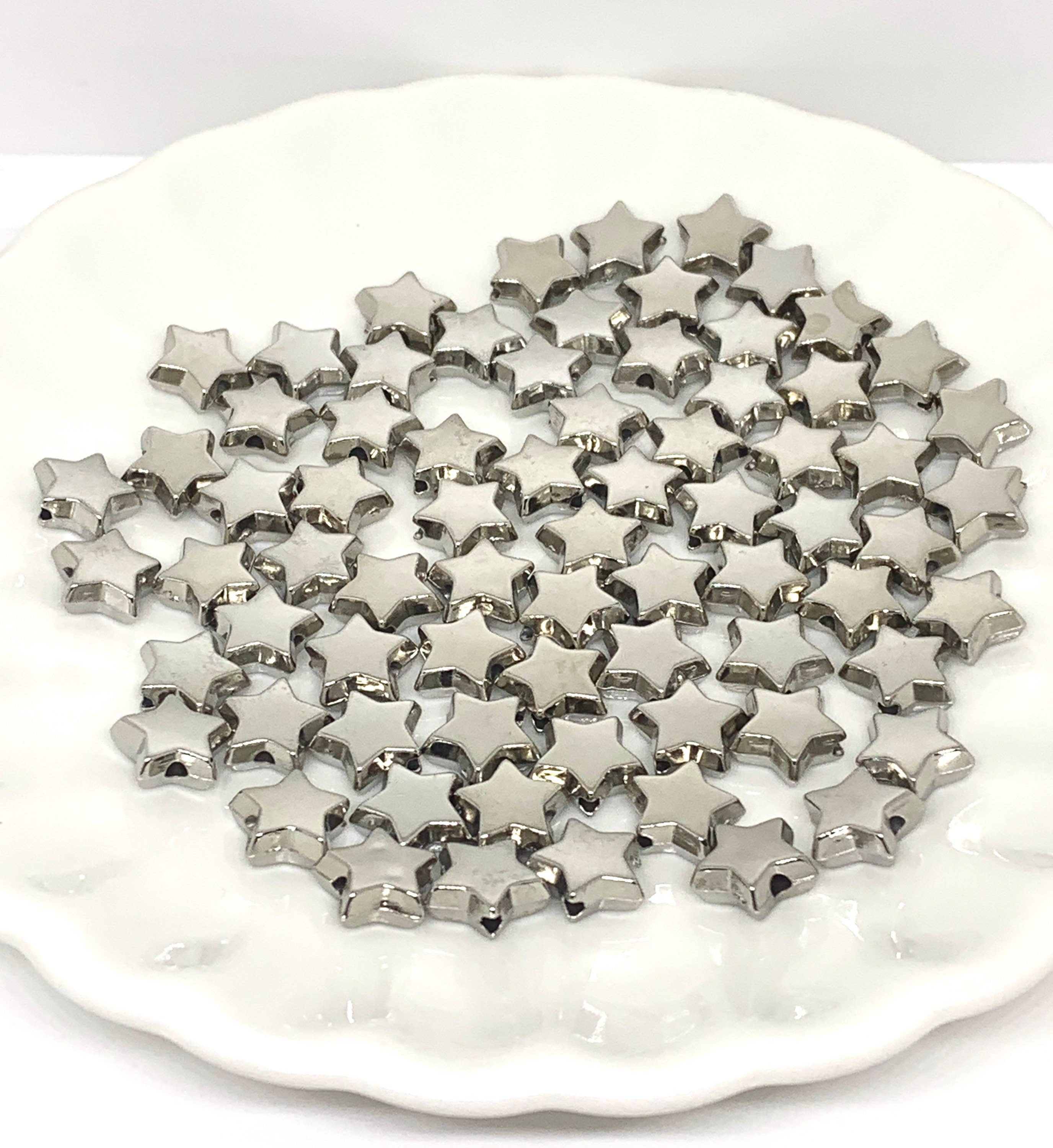 Silver Star Beads, Silver Beads, Spacer Beads