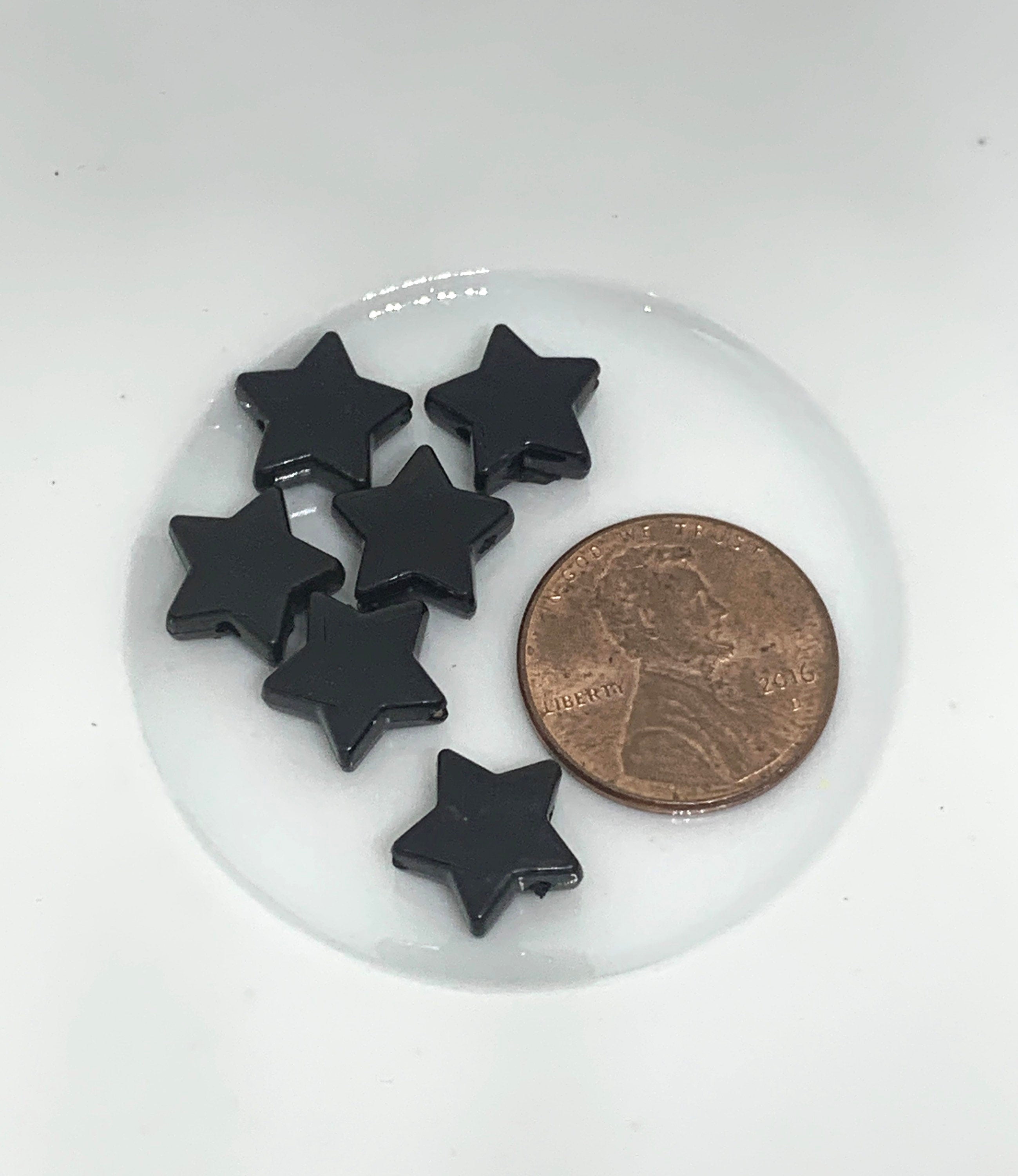 Black Star Beads, Black Plastic Beads, Black Acrylic Beads, Black Beads, Goth Beads, Beads for Halloween Costume, Black Beads for Necklace