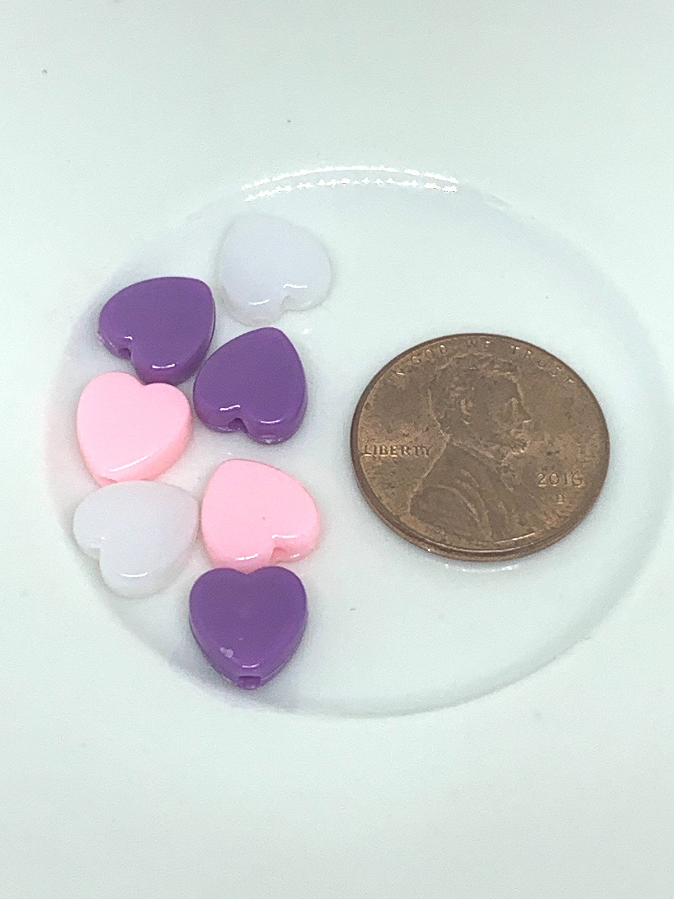 Cutie Purple and Pink Heart Bead Mix, Heart Beads