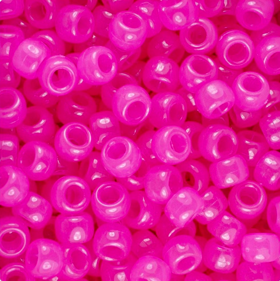 Neon Pink Kandi Beads, Pony Beads, Magenta