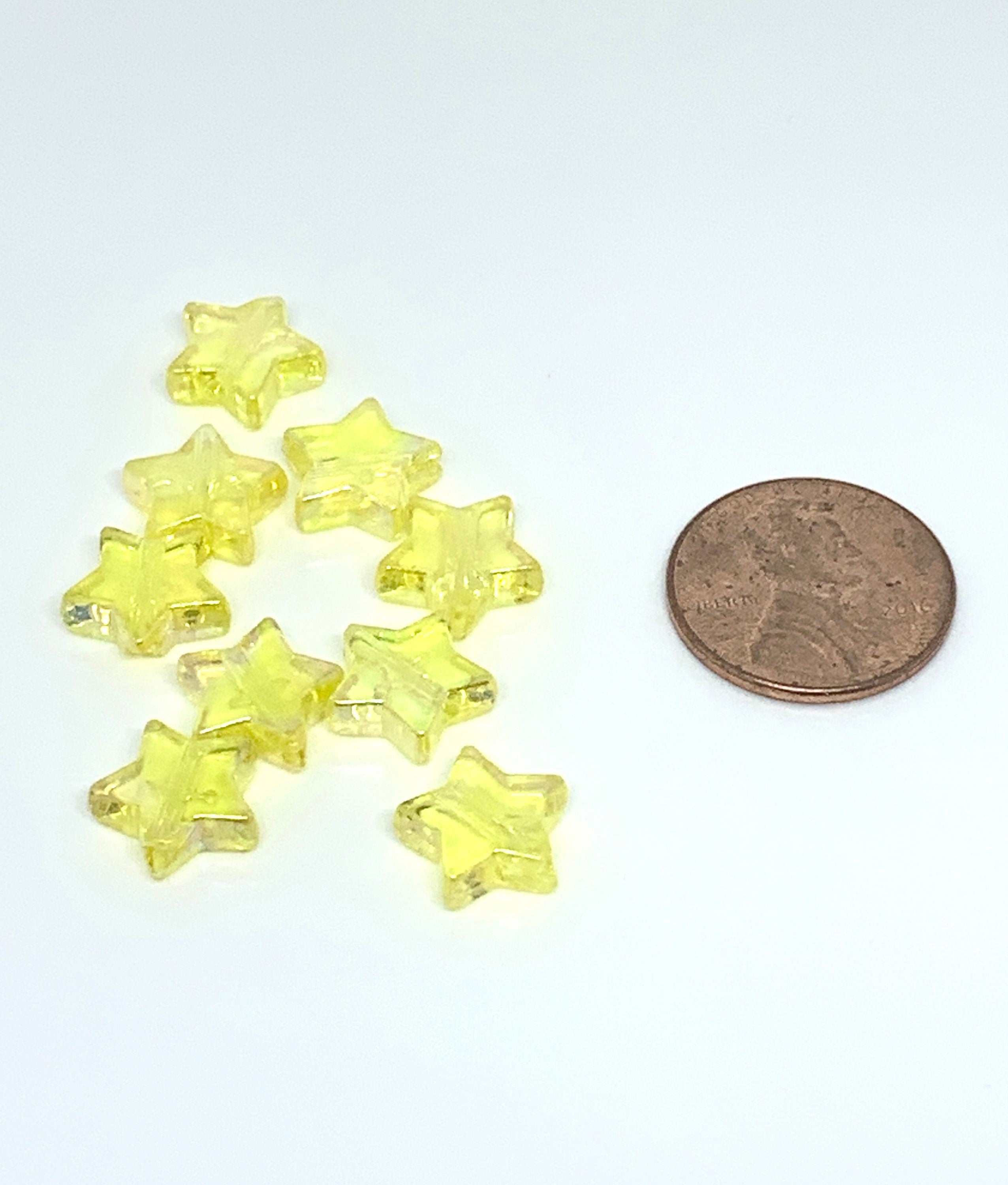 Yellow Star Beads, Acrylic Beads, 100pc  set