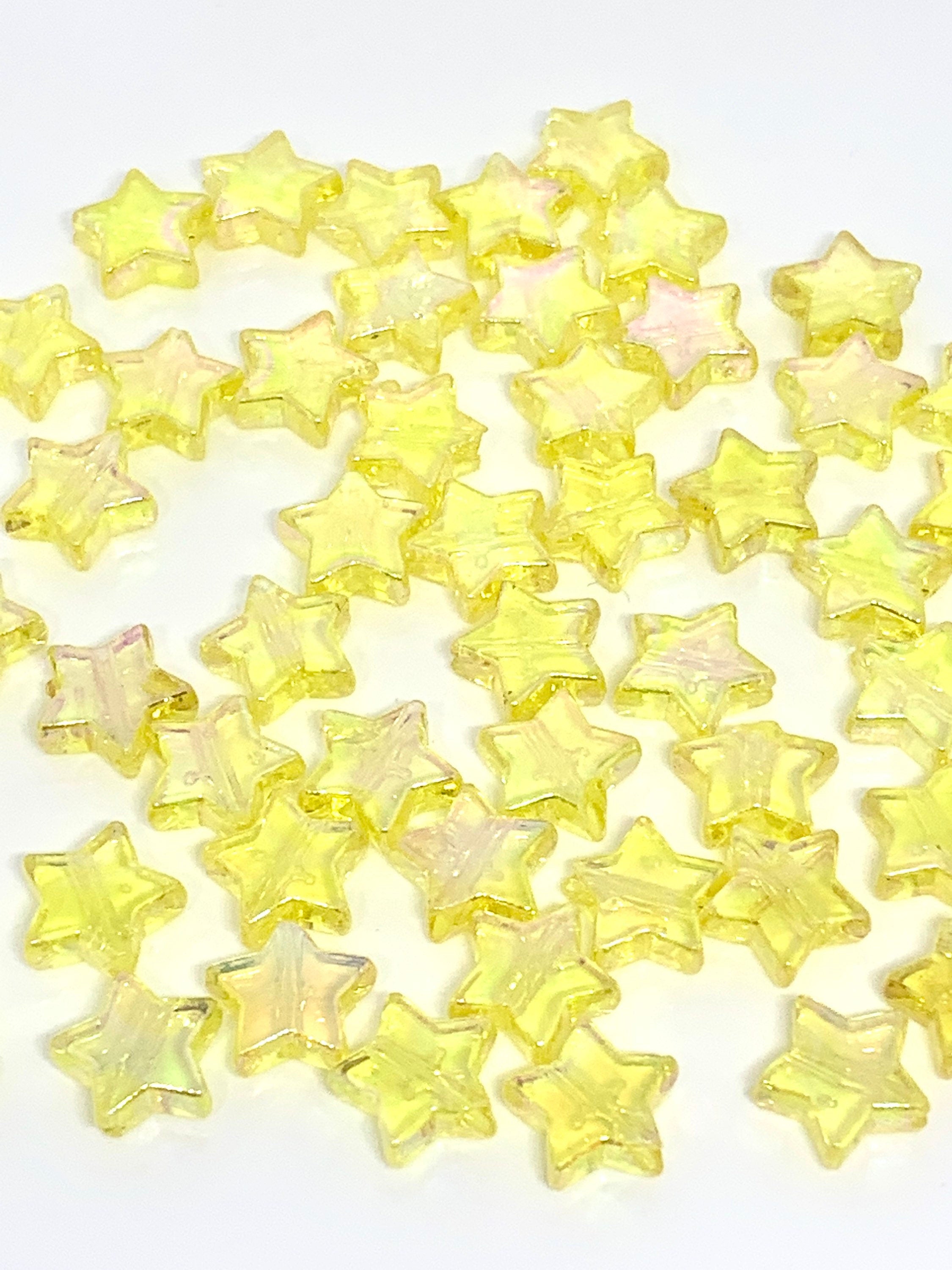 Yellow Star Beads, Acrylic Beads, 100pc  set