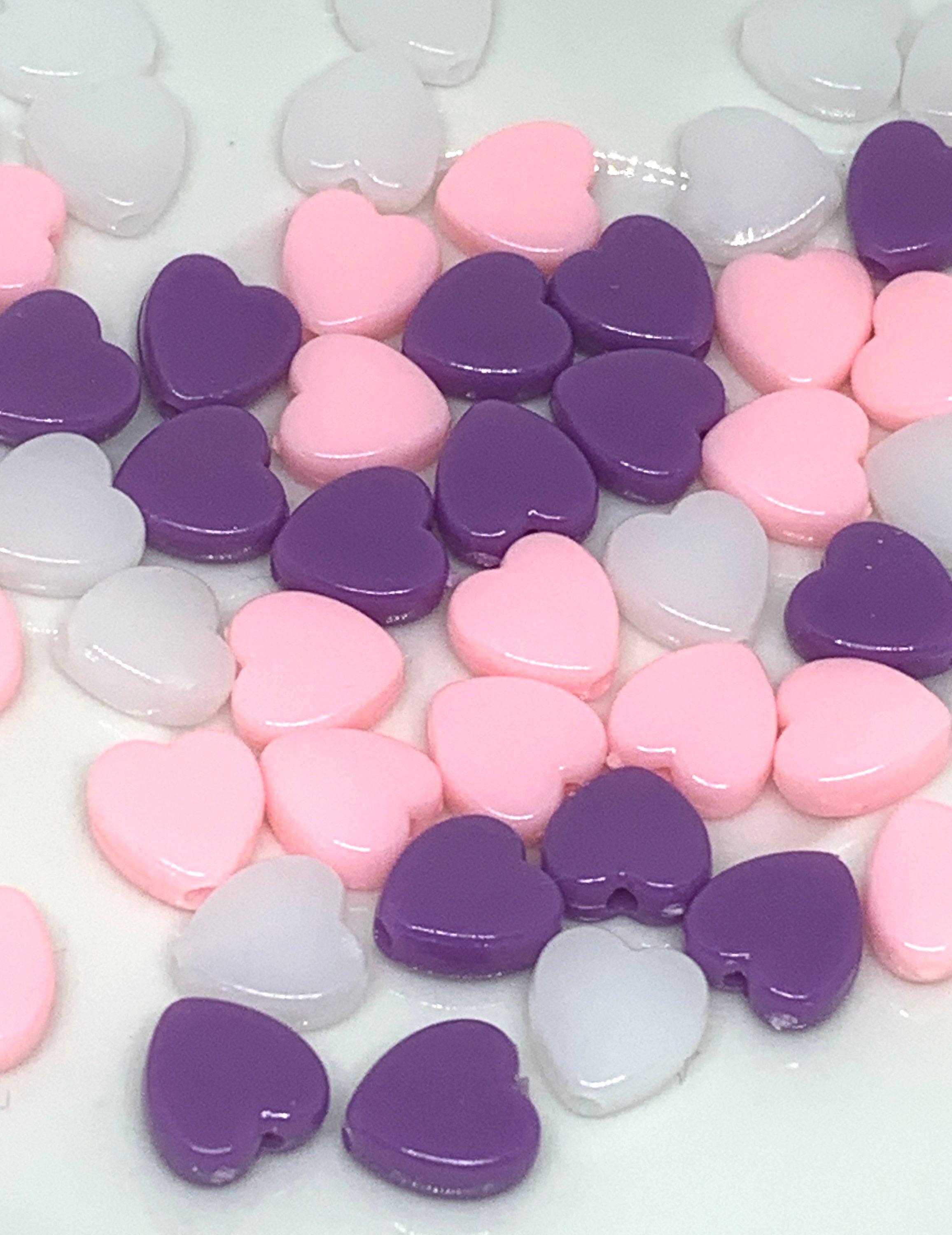 Cutie Purple and Pink Heart Bead Mix, Heart Beads