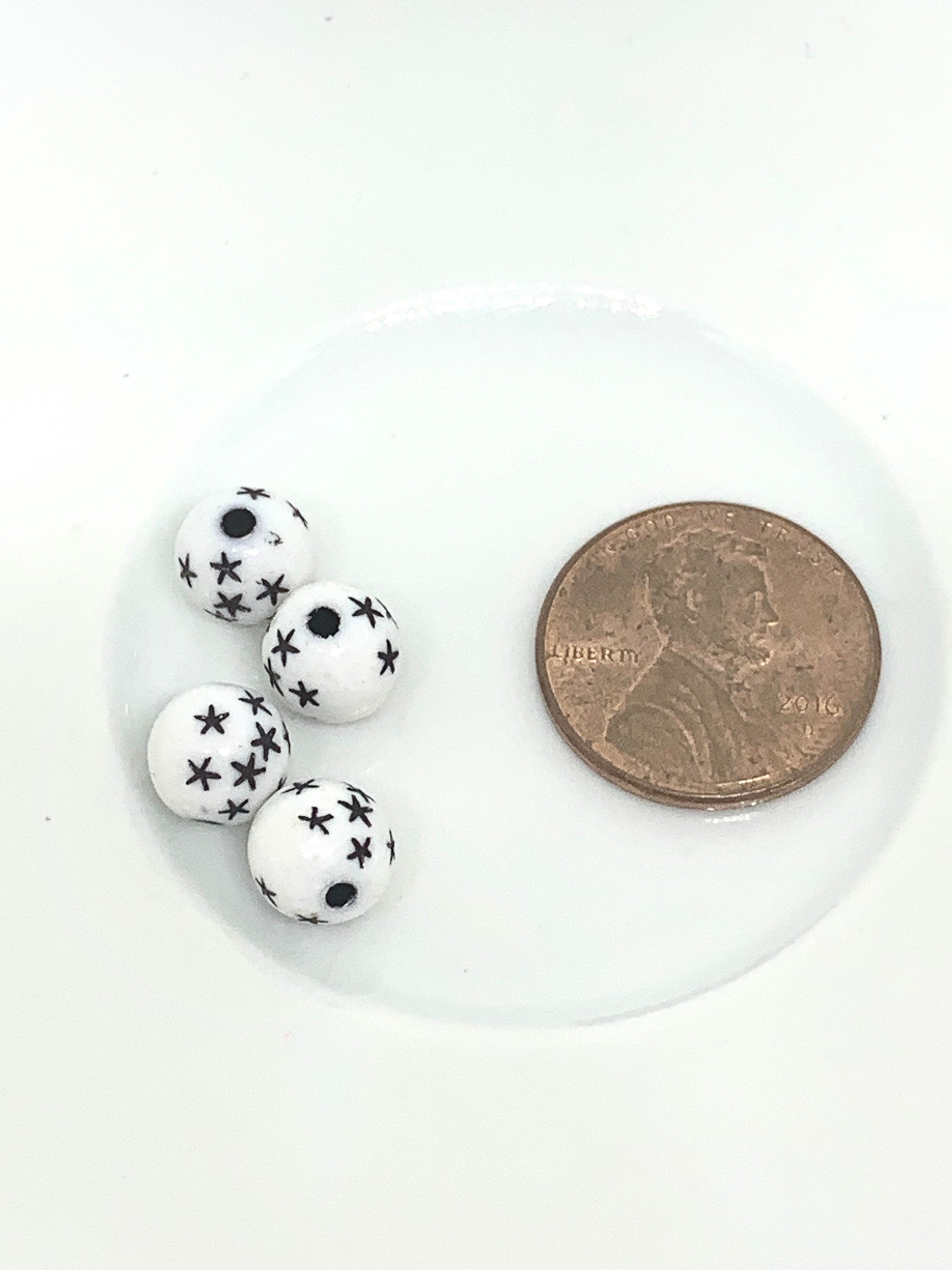 White Star Beads, Round Beads, Spacer Beads, Unique Beads, Mod Beads for Jewelry Making