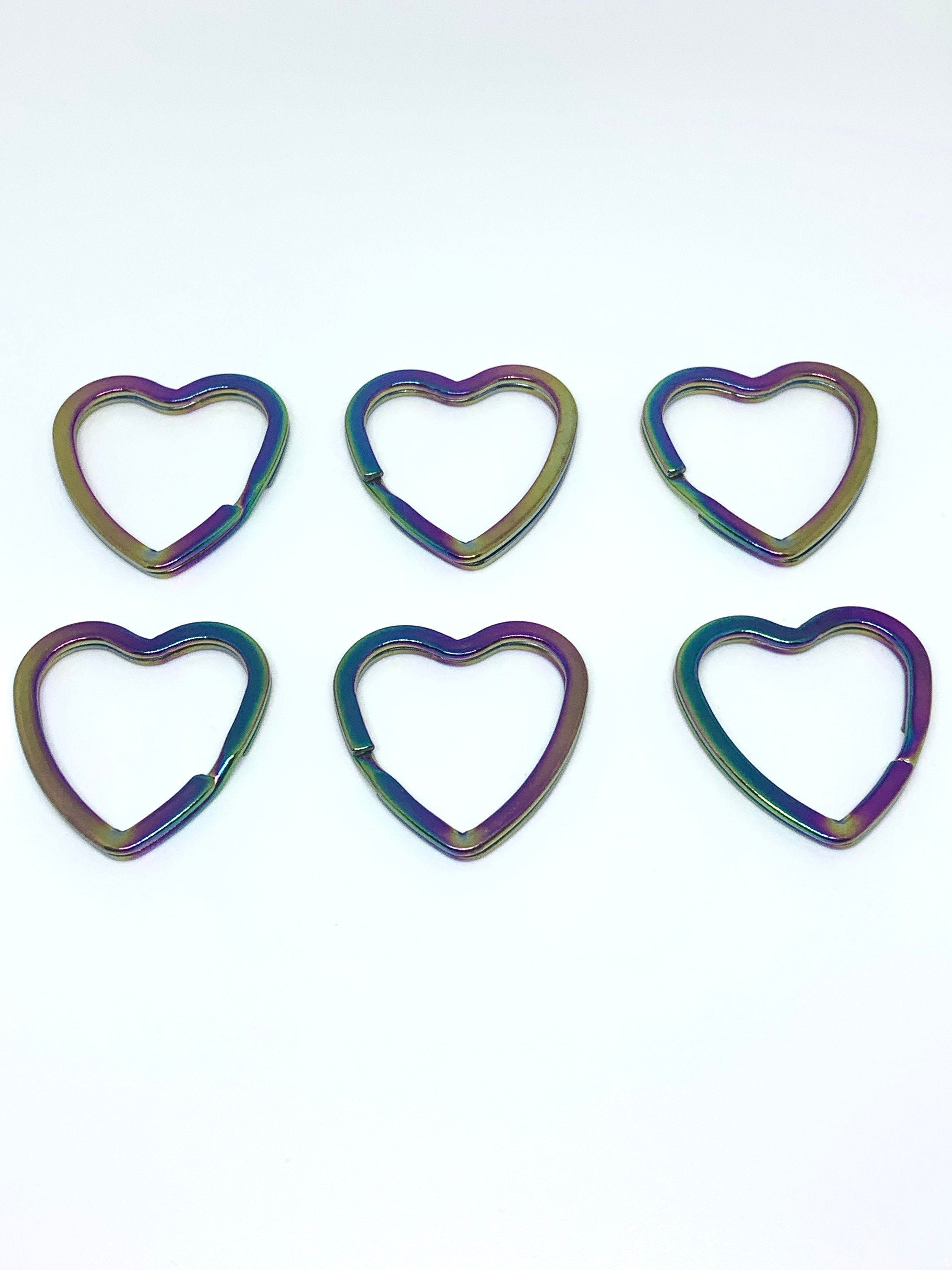 Iridescent Rainbow Heart Key Ring, DIY Keychain