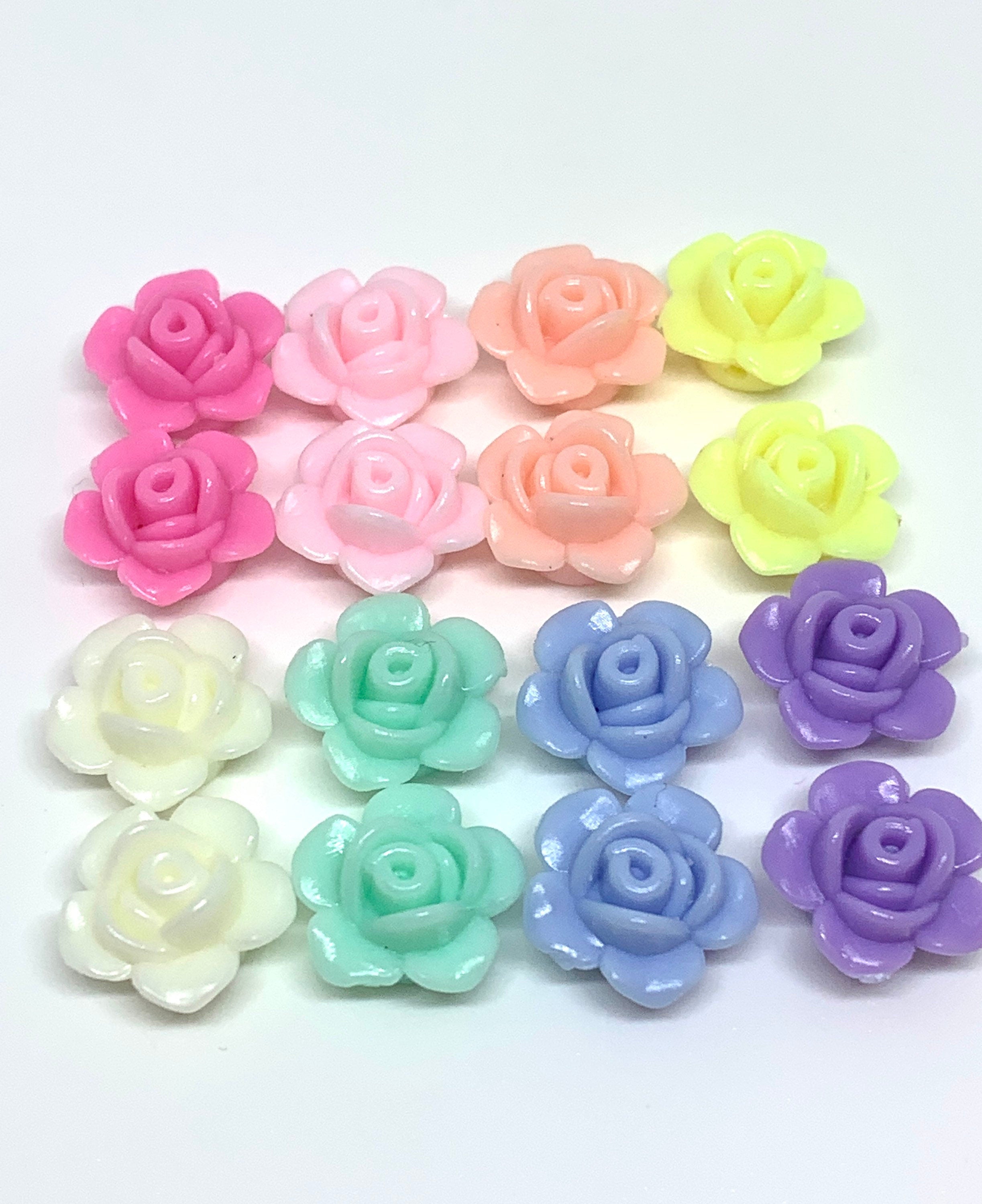 Cute Pastel Rose Beads, Spacer Beads, DIY Flower Beads