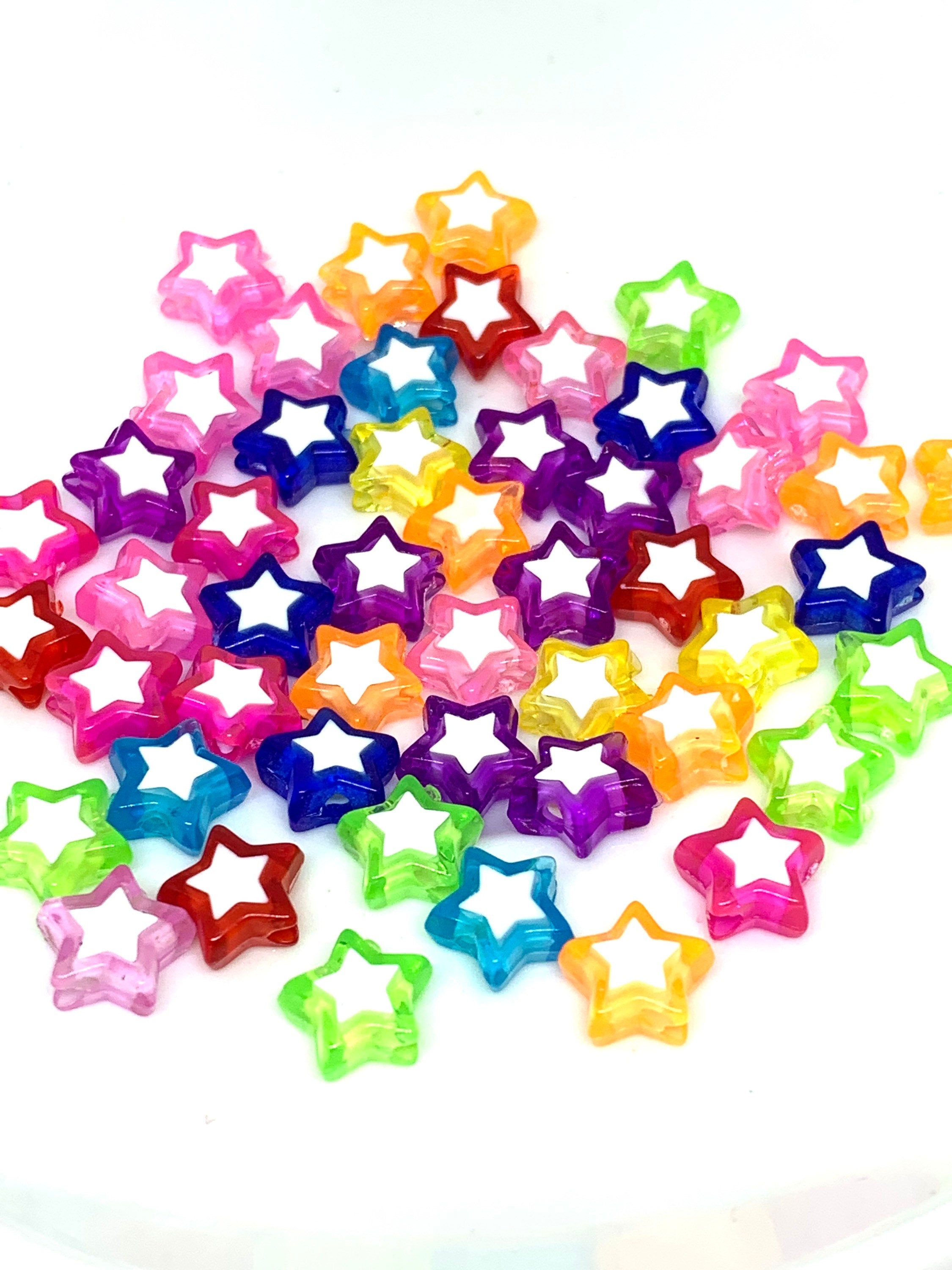 Rainbow Star Alphabet Beads, Acrylic Beads, Spacer beads - 50 pc set, DIY  Beads, Star Beads