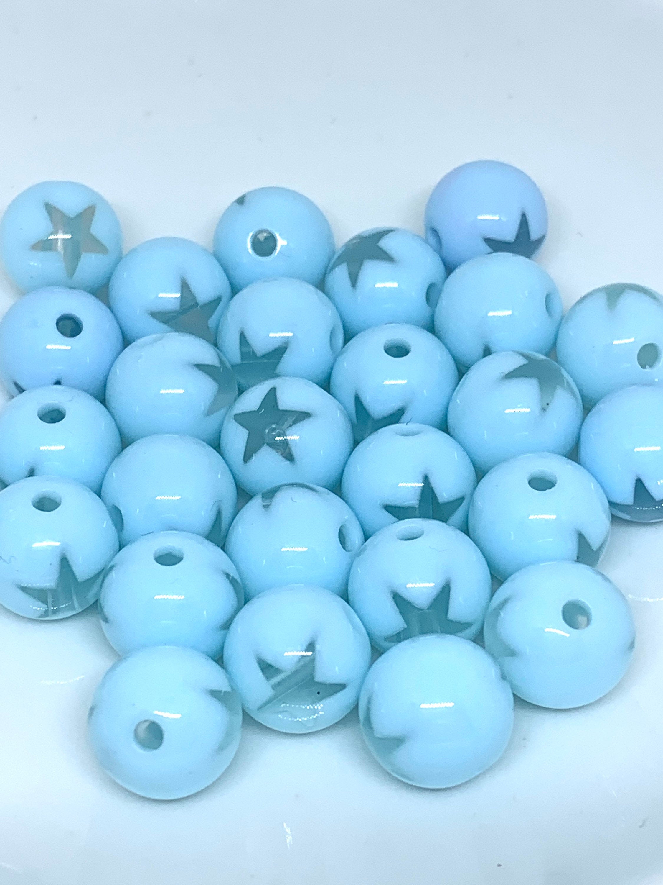 Baby Blue Beads, Round Candy Spacer Beads, DIY Beads, Mask Beads