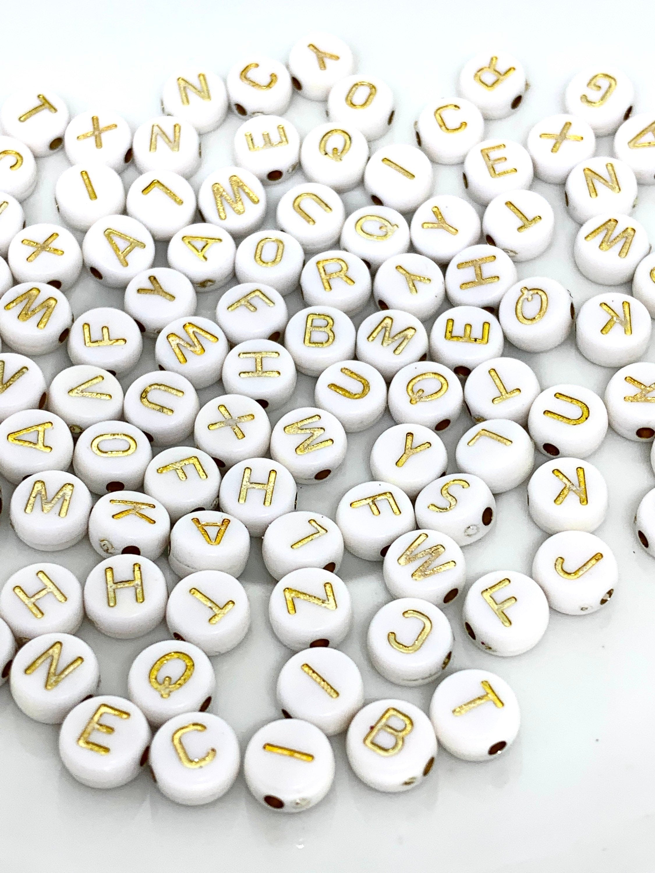Gold Letter Alphabet Beads, Spacer Beads, DIY Jewelry, Round DIY letter beads, DIY Beads, Kawaii Beads