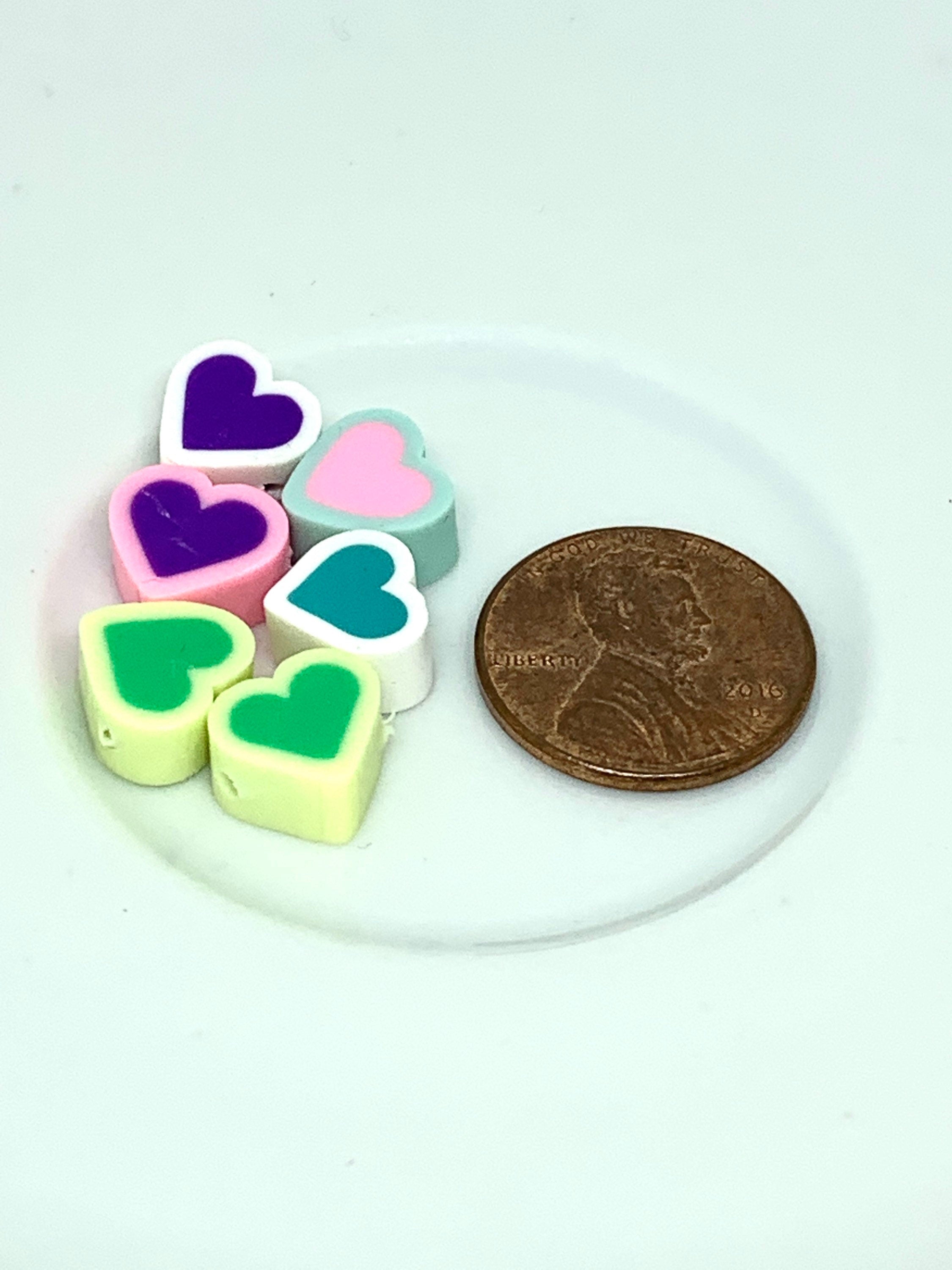 Mixed Color Polymer Clay Heart Beads, DIY Jewelry Beads, Cute Beads