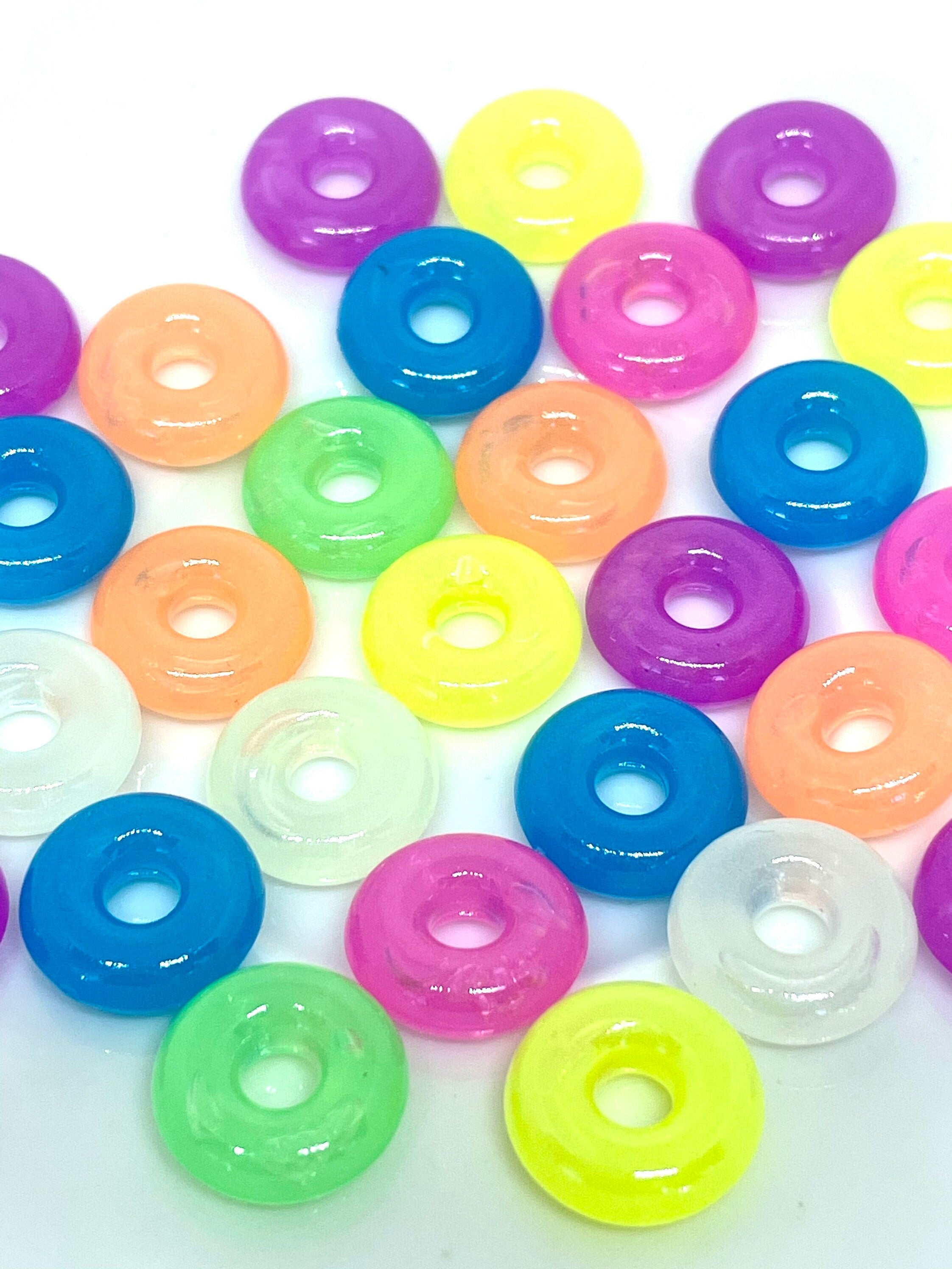 Translucent Neon Donut Beads, Kawaii Beads, Cute Beads, Neon Beads, Kawaii Supply, Japan Beads