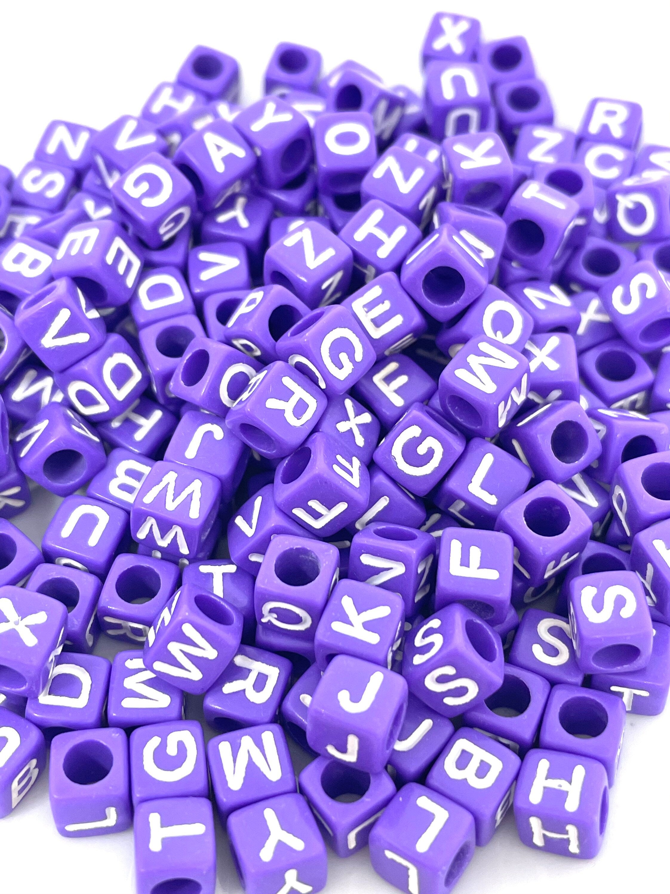 Purple Alphabet Beads, Spacer Beads, DIY Jewelry, Mask Beads, Kawaii Beads, Letter Beads