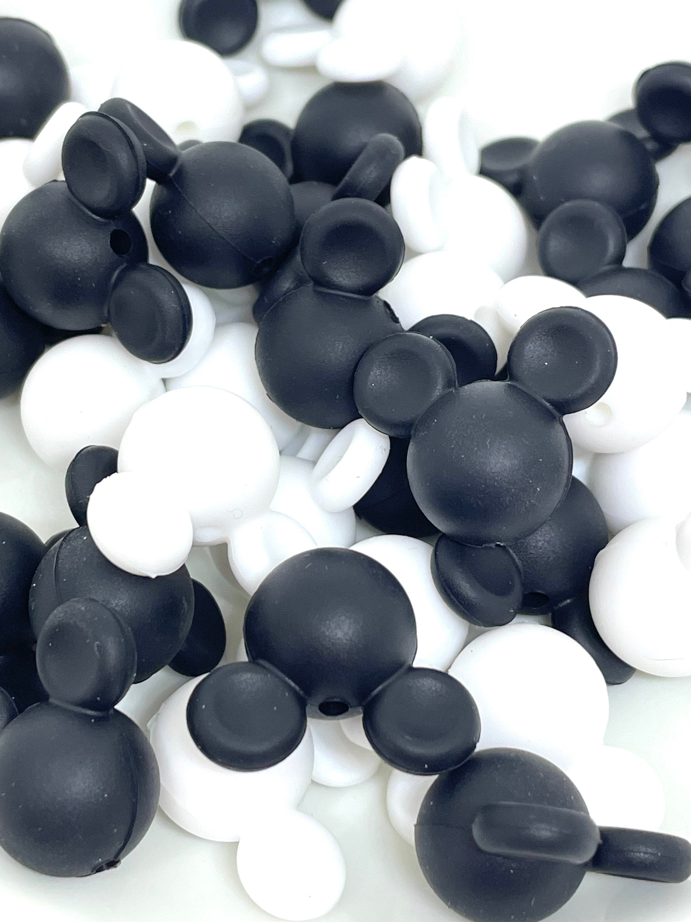 Black and White Mickey Beads, Silicone beads, beads for necklace, beads for lanyard