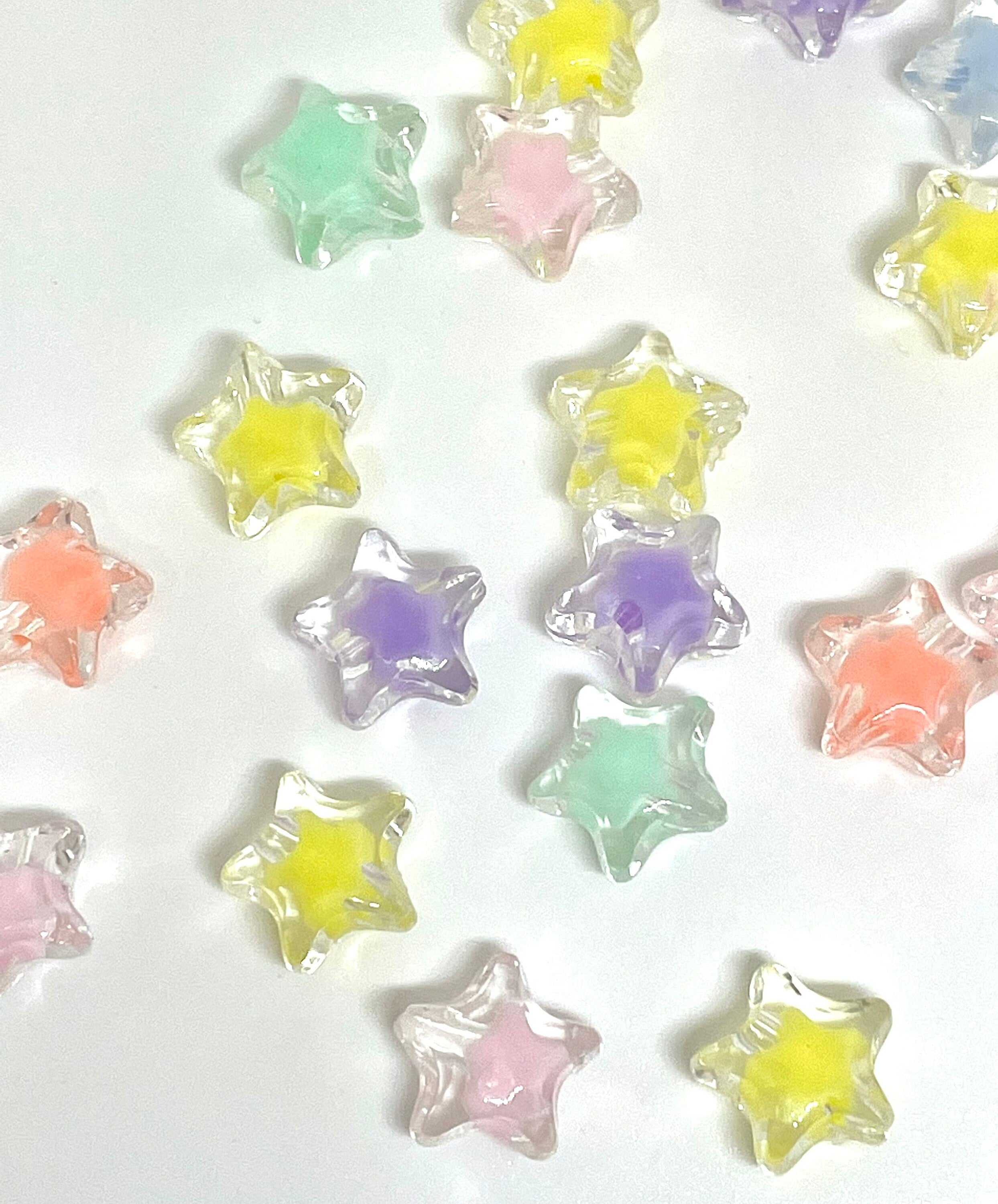 Clear Star Beads 11mm Kawaii Beads, Bracelet Beads, Unique Beads for Bracelet, Cute Star Beads, Fairy Kei Beads, Yami Kawaii, Yume Kawaii