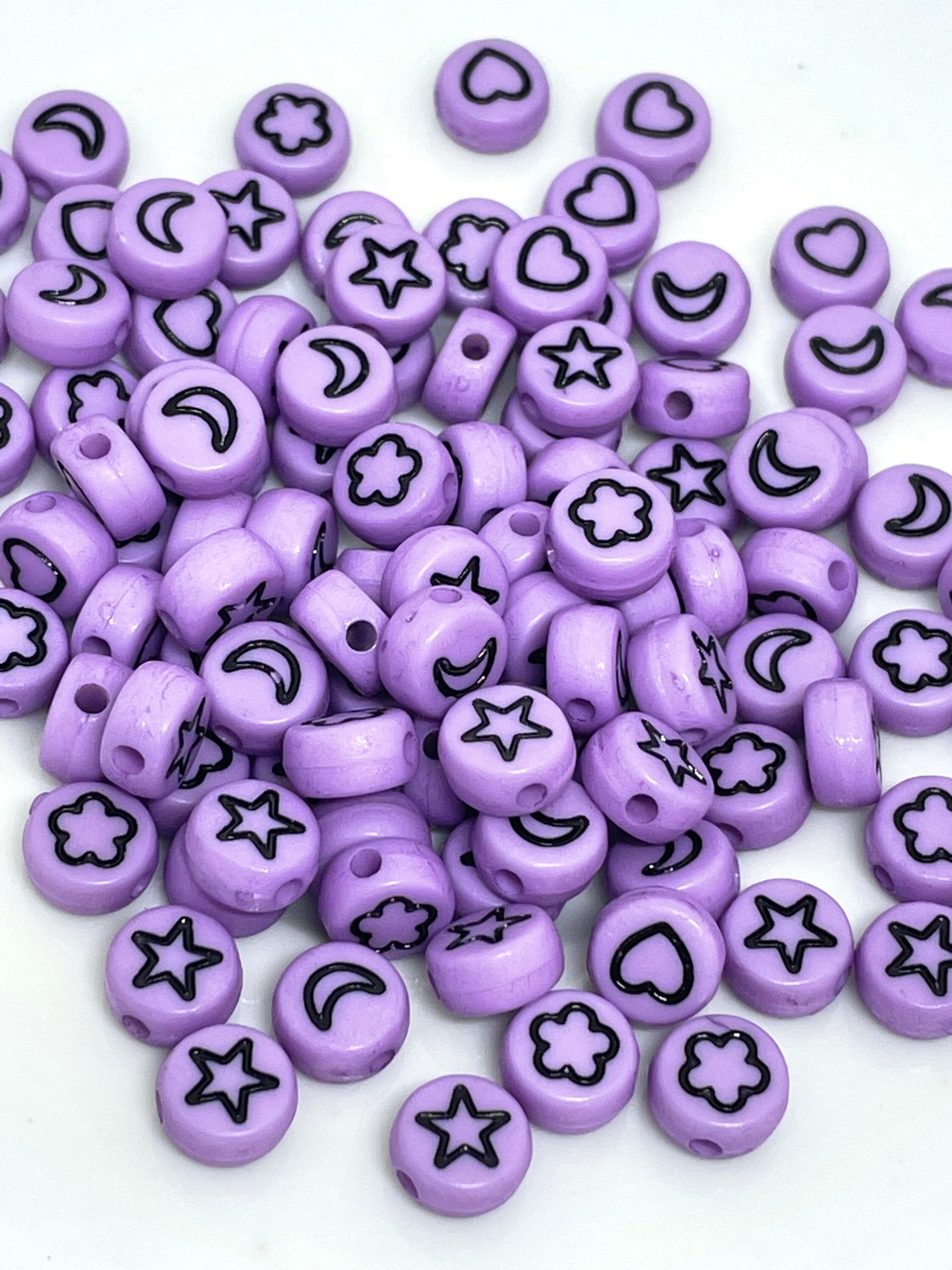 Purple Spacer Beads for Alphabet Jewelry, Letter Beads, Purple