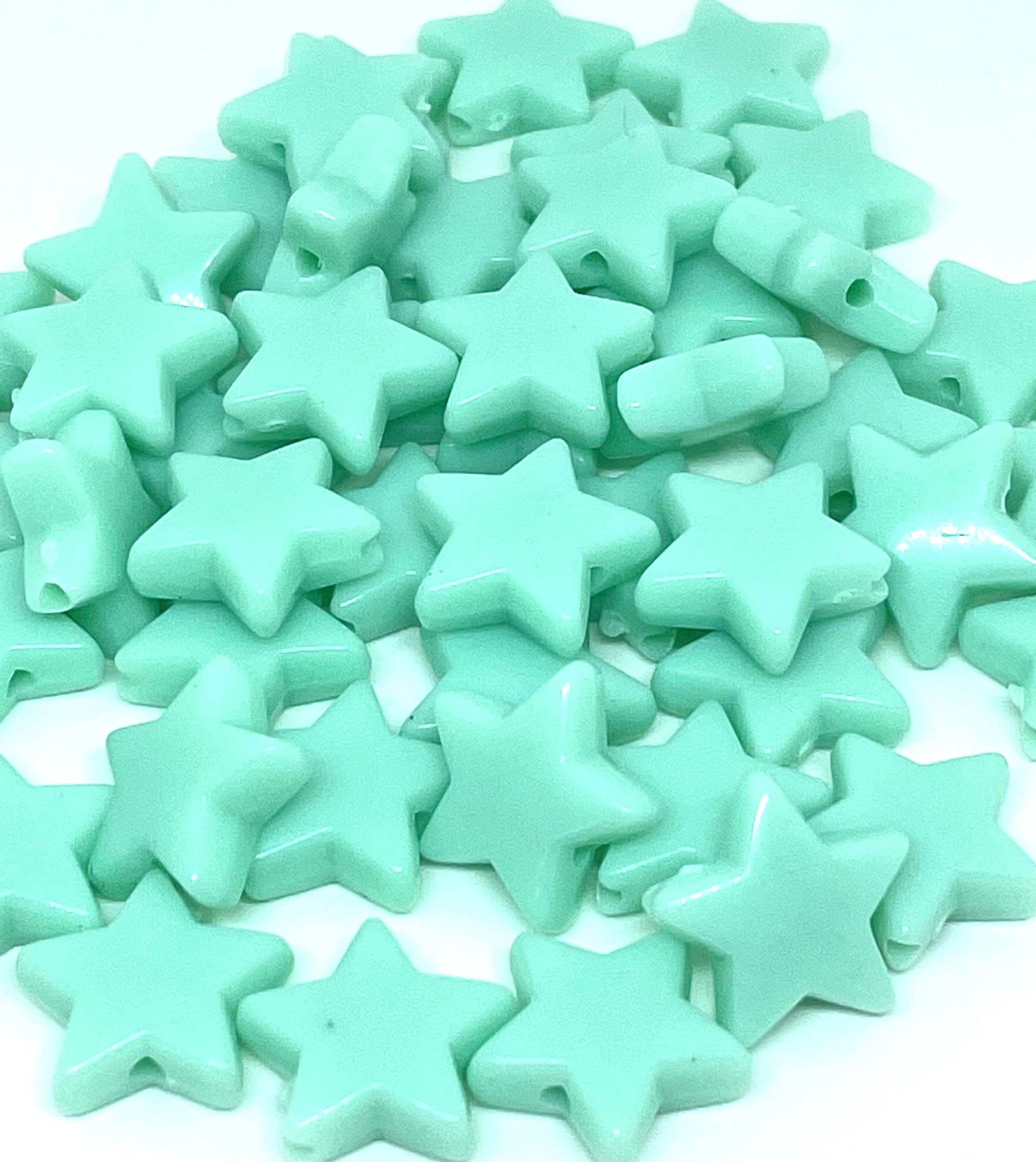 Pastel Star Mix, Mint Green, Peach, and Baby Pink Star Beads, 14mm Beads, Large Star Beads for Necklace, Pastel Star Beads for Bracelet