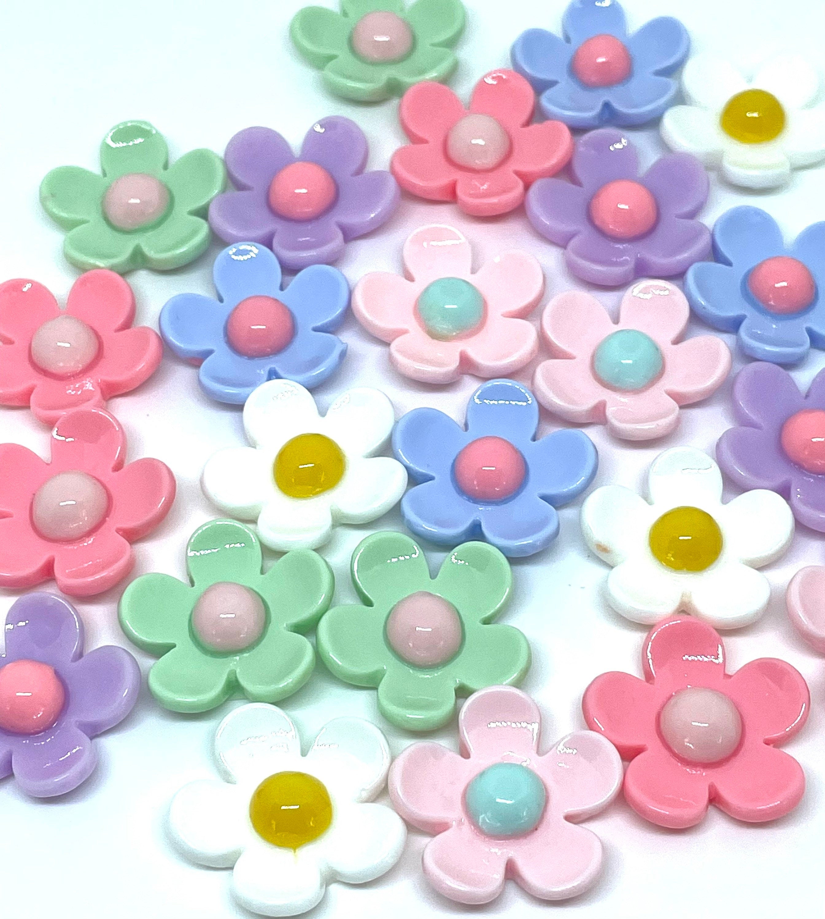 Pastel Flower Cabochons, Pastel Daisy Cabochons for Scrapbook, Resin Daisy for Rings, Resin Flowers for DIY Jewelry, 20mm Cabochons