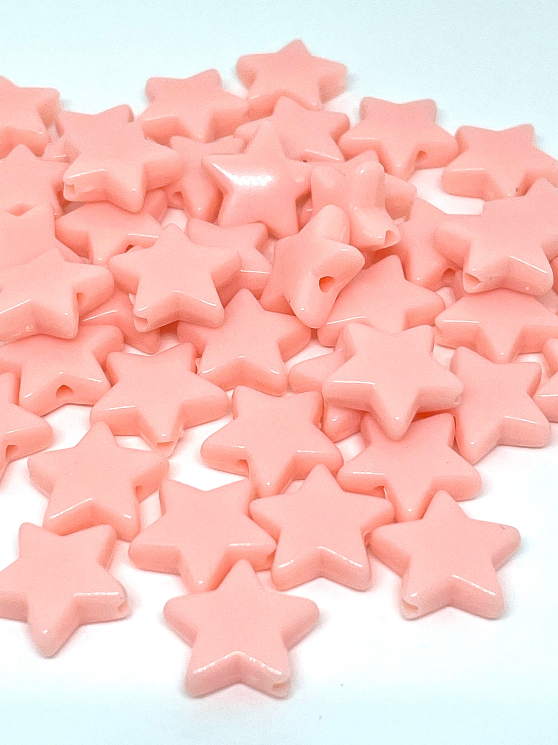 Pastel Star Mix, Mint Green, Peach, and Baby Pink Star Beads, 14mm Beads, Large Star Beads for Necklace, Pastel Star Beads for Bracelet