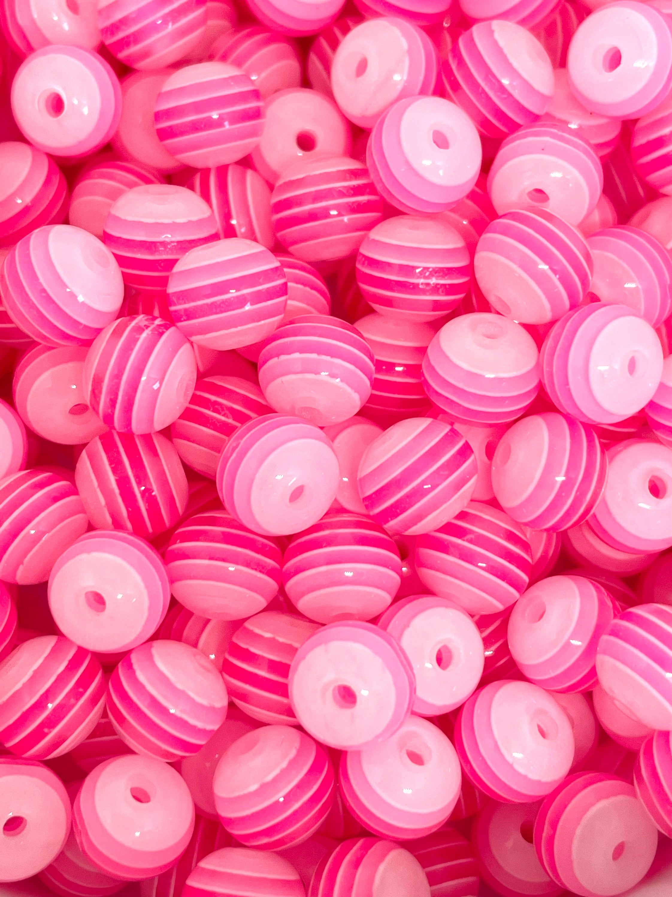 8mm Bubblegum Striped Beads