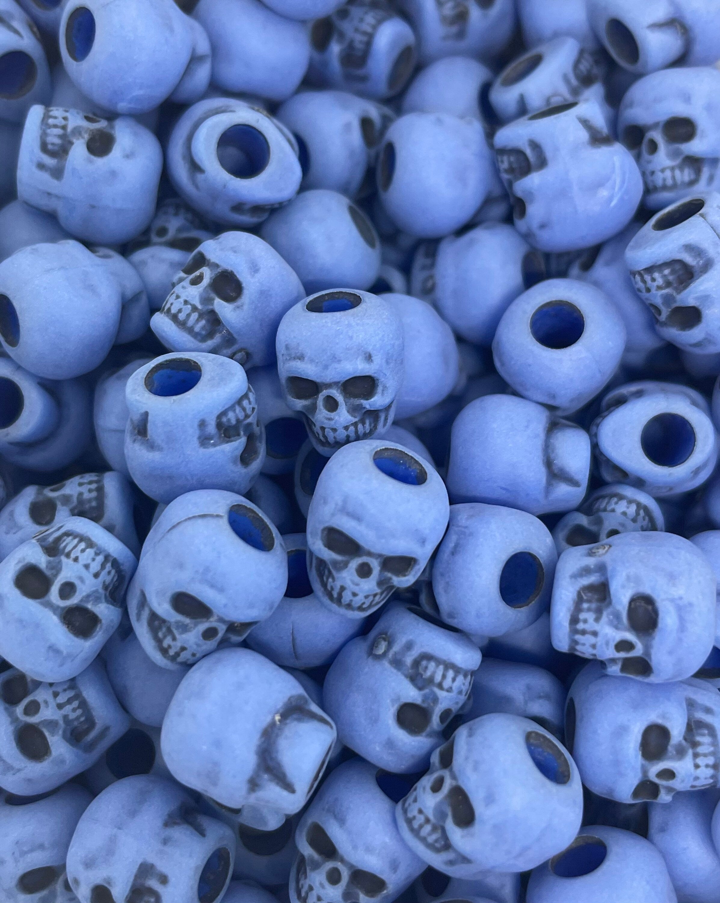 Blue Skull Beads, Halloween Beads, Blue Skeleton Beads for Jewelry, Halloween Craft Kit, Day of the Dead Beads, Dia De Los Muertos Beads