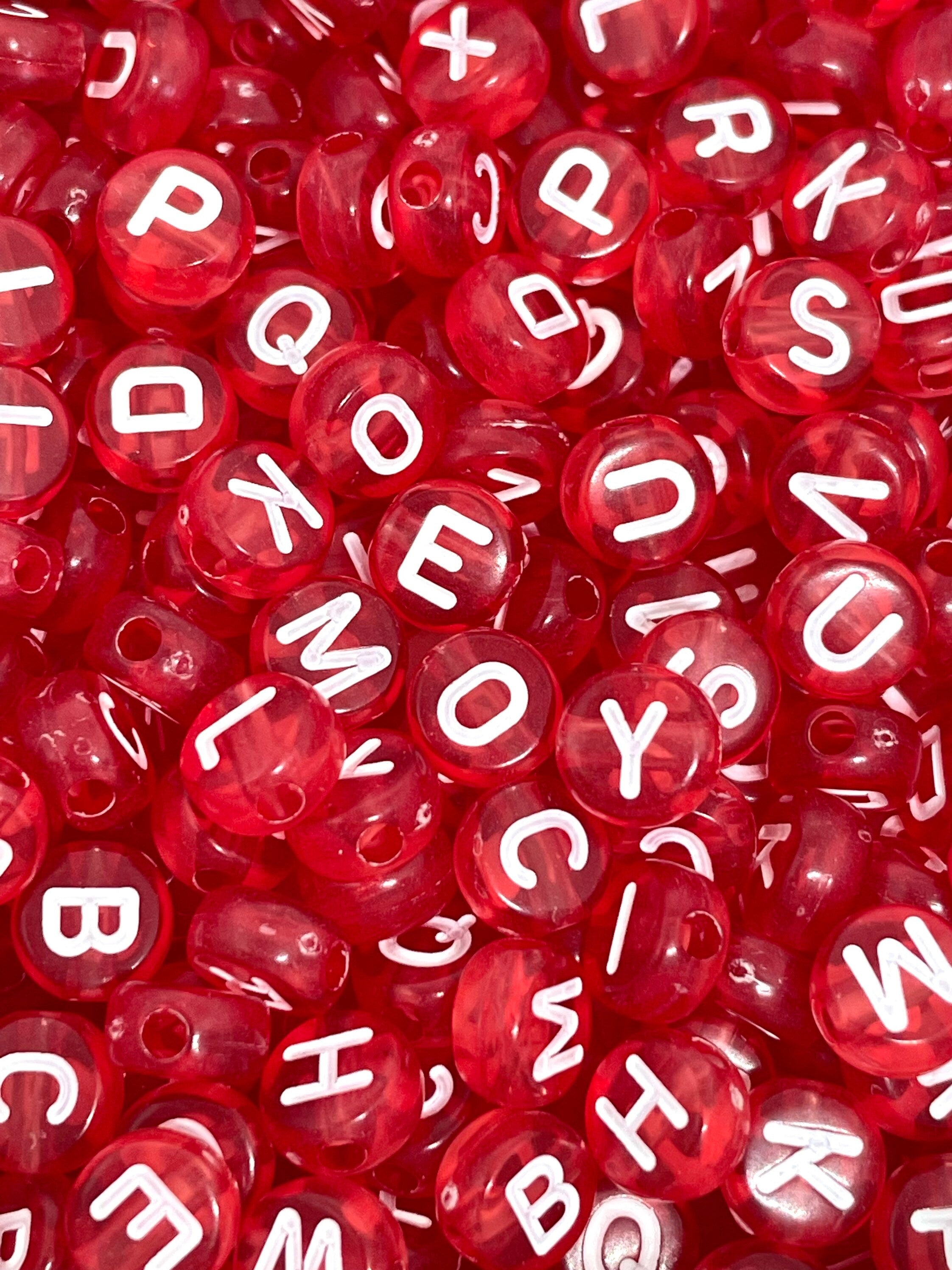 Red and White Letter Beads, Red and White Alphabet Beads, Candy Cane Letter Beads, Christmas Letter Beads for Jewelry Making
