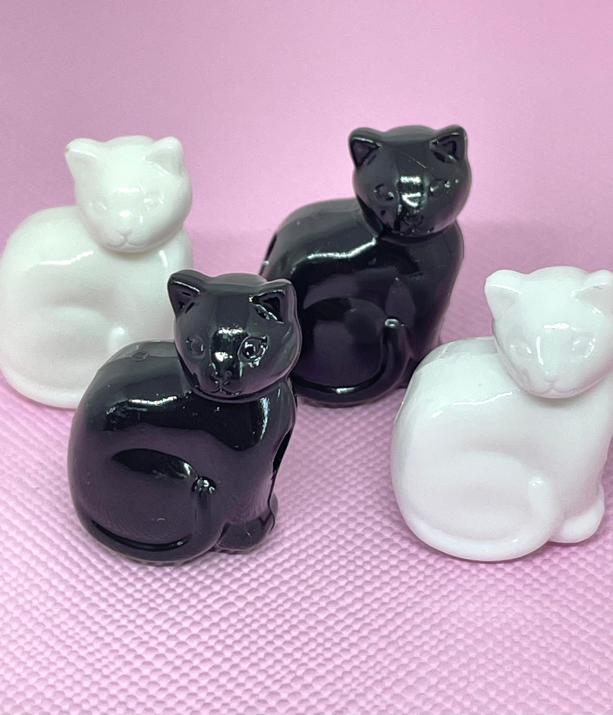 Black Cat Beads, Animal Beads for Jewelry, Black Pet Beads, Black Halloween Beads for Crafts, Halloween Themed Beads