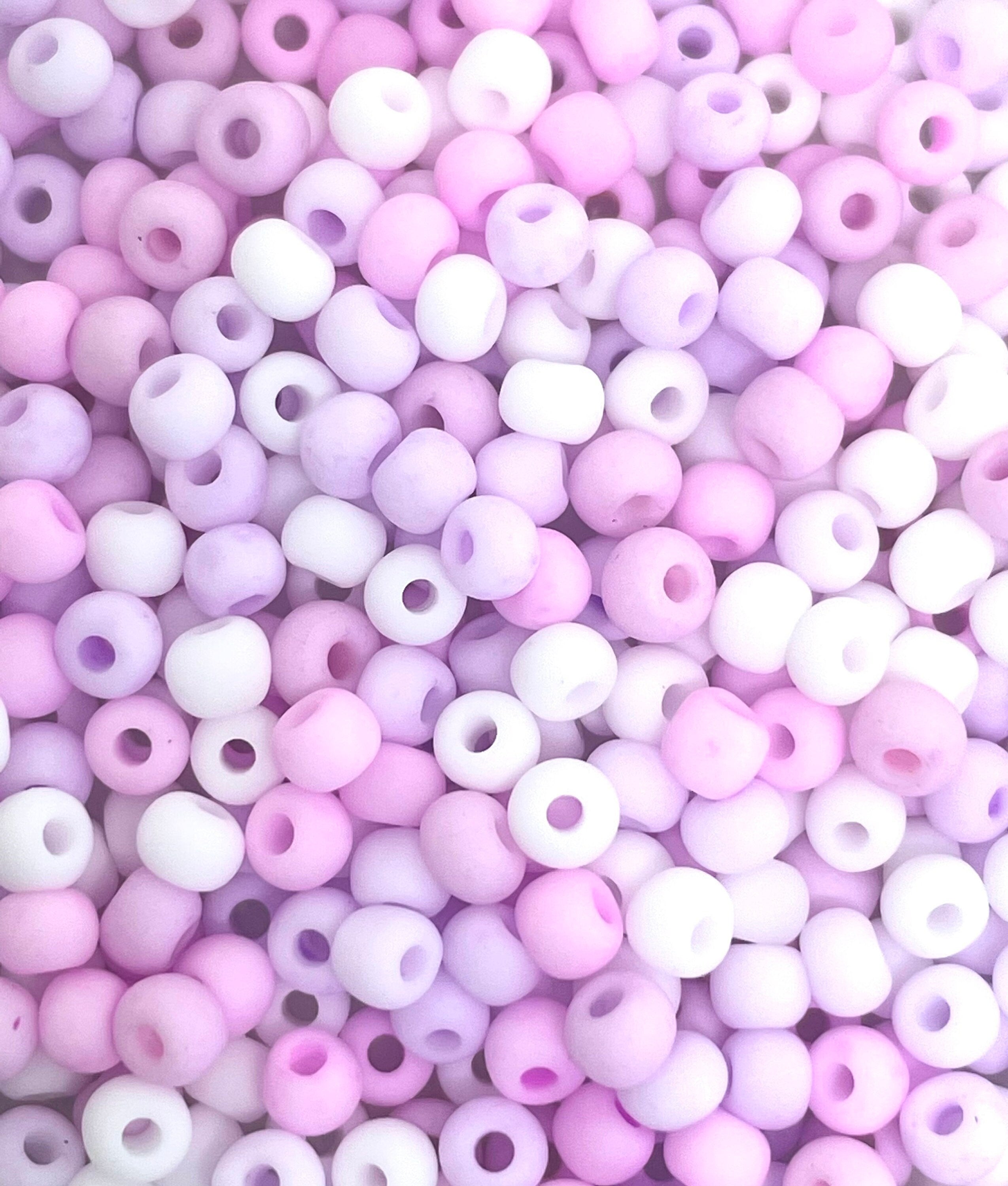 Tiny Seed Beads Ice Cream Mix, Purple, Pink, and White Seed Beads for Jewelry Making, Beading Supplies for Delicate Necklace, Dainty Beads