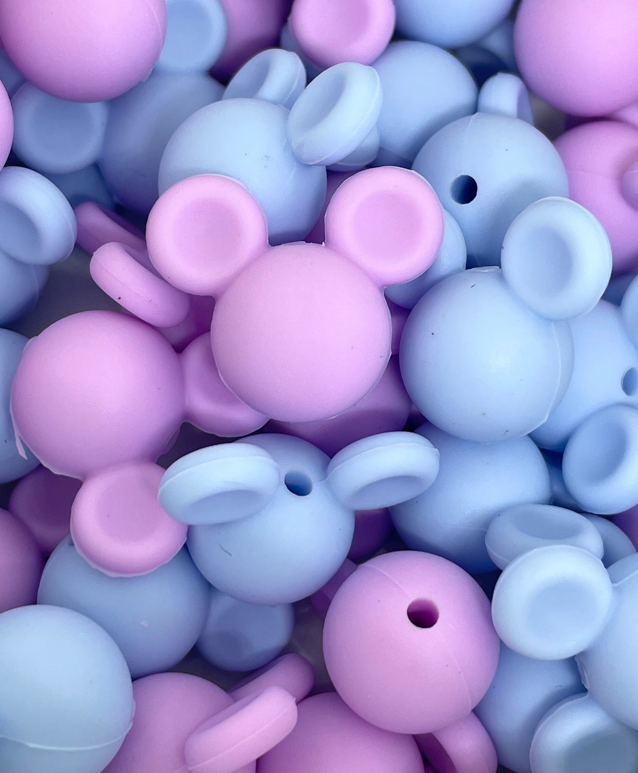 Pastel Mouse Head Beads, Mickey Silicone Beads for Lanyard, Mickey Beads for Bracelet, Mickey Beads for Mask