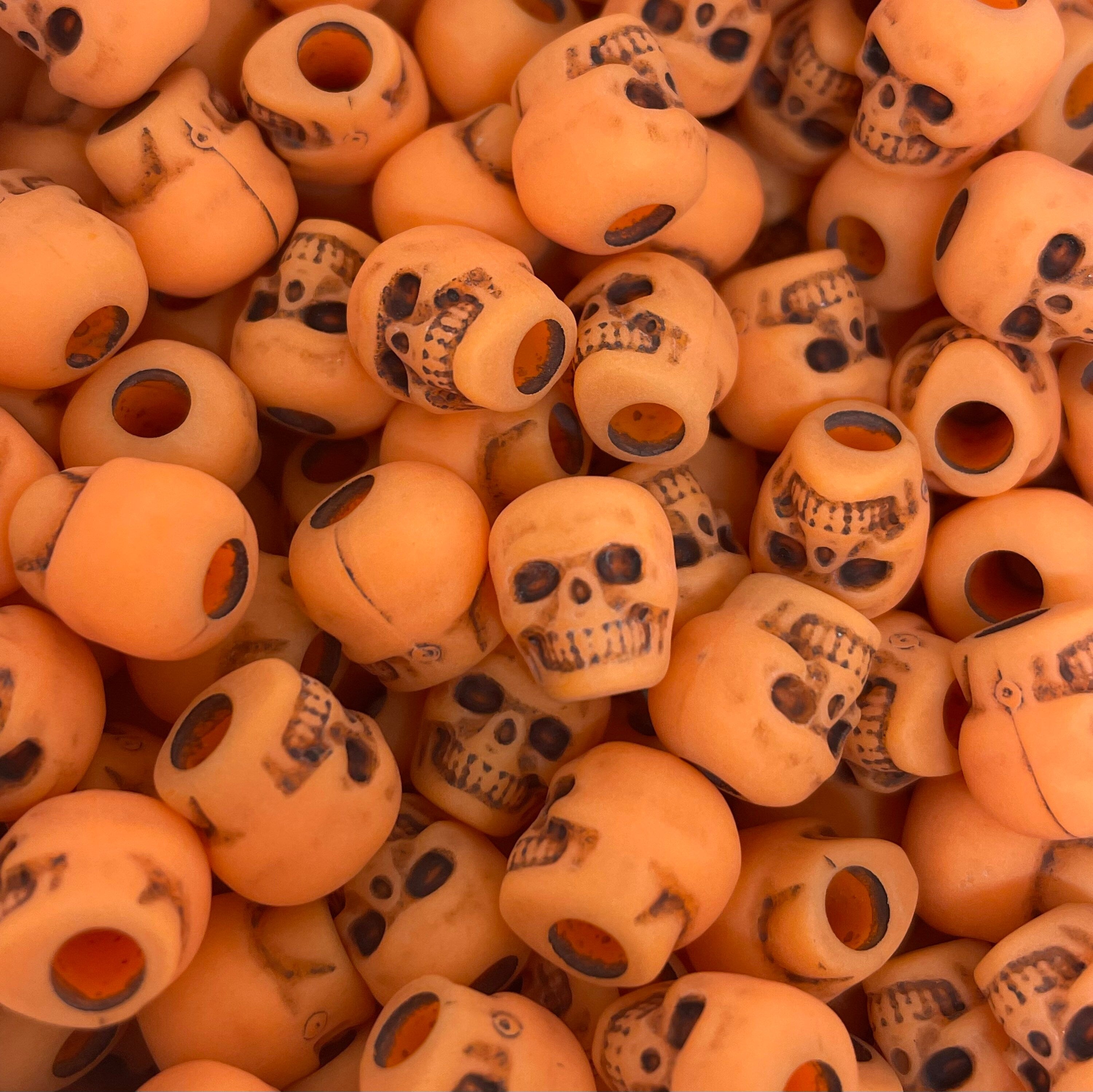 Orange Halloween Beads, Orange Skull Beads, Orange Skeleton Beads for Halloween Crafts, Spooky Beads, Creepy Beads for Halloween