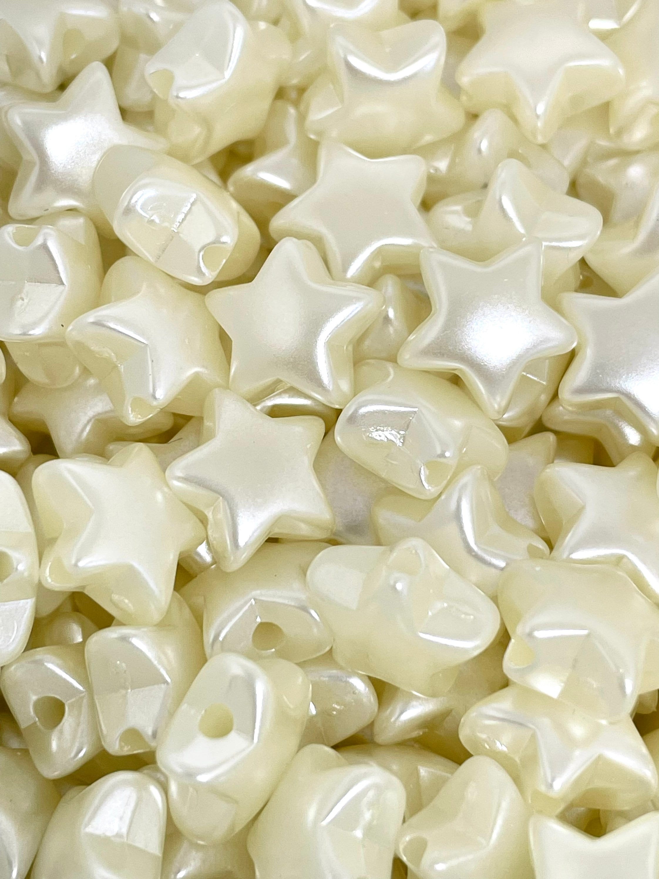 White Pearlized Star Bead, White Star Beads, Shiny Star Bead, White Spacer Beads, Accent Beads, Fairy kei Beads, Yami Kawaii Beads