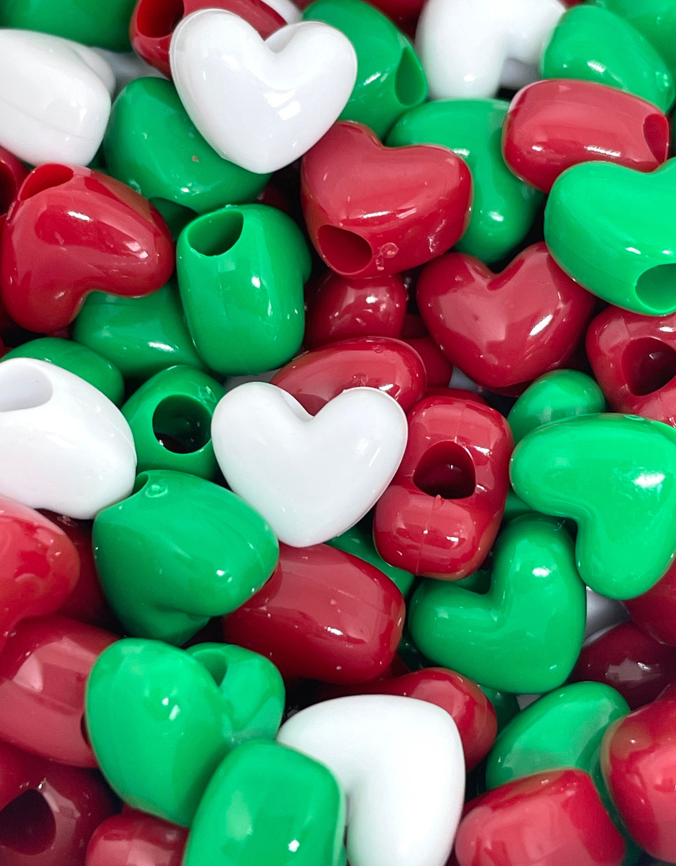 Christmas Bead Mix, Heart Shaped Holiday Beads for Garland, Christmas Bead Kit, Christmas Pony Beads, Christmas Kandi Beads for Jewelry