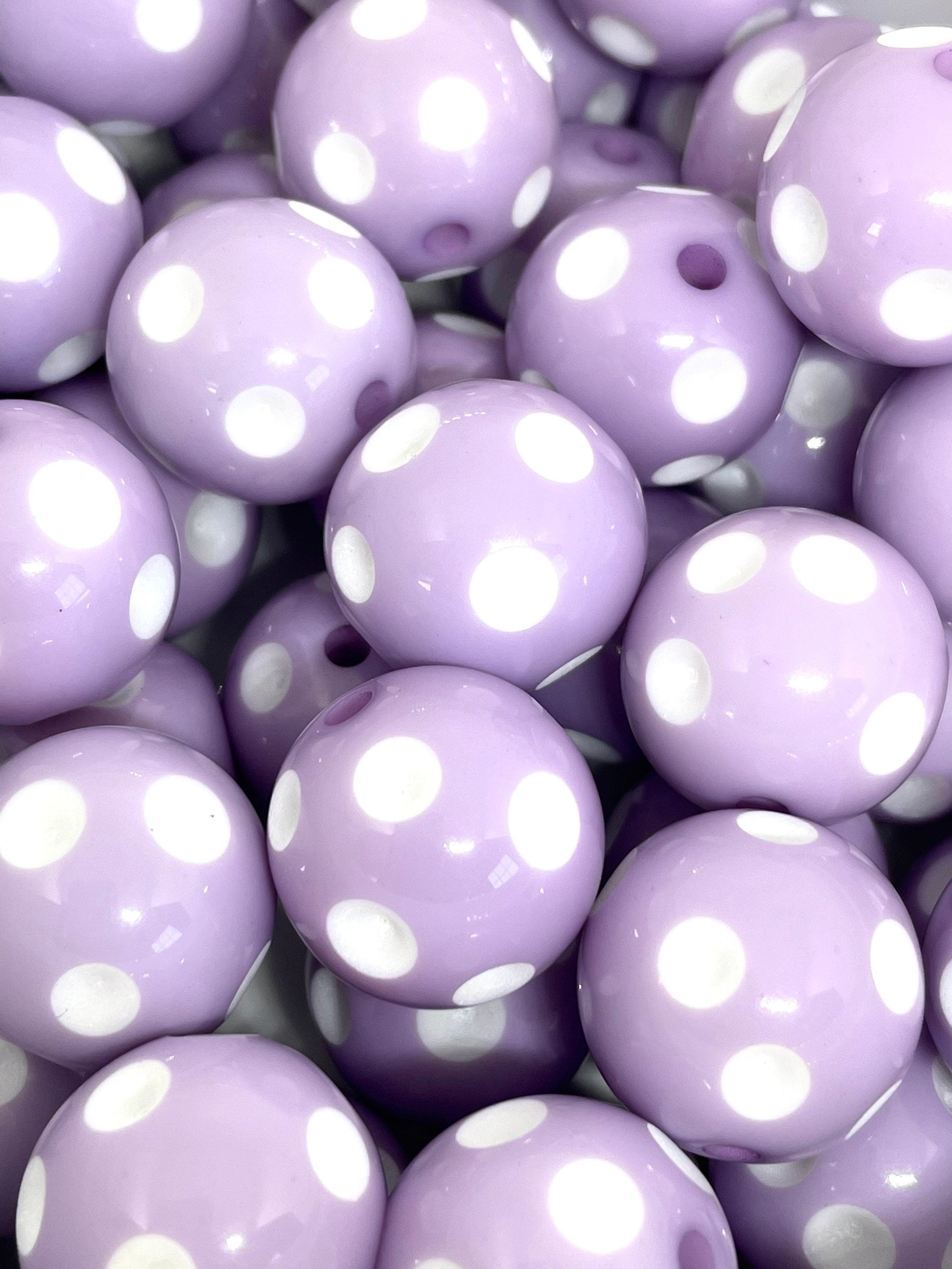 Lavender Purple Polka Dot Beads, Chunky Spotted Beads for Jewelry Making, Lilac Purple Beads, Large Round Beads for Chunky Necklace, 20mm