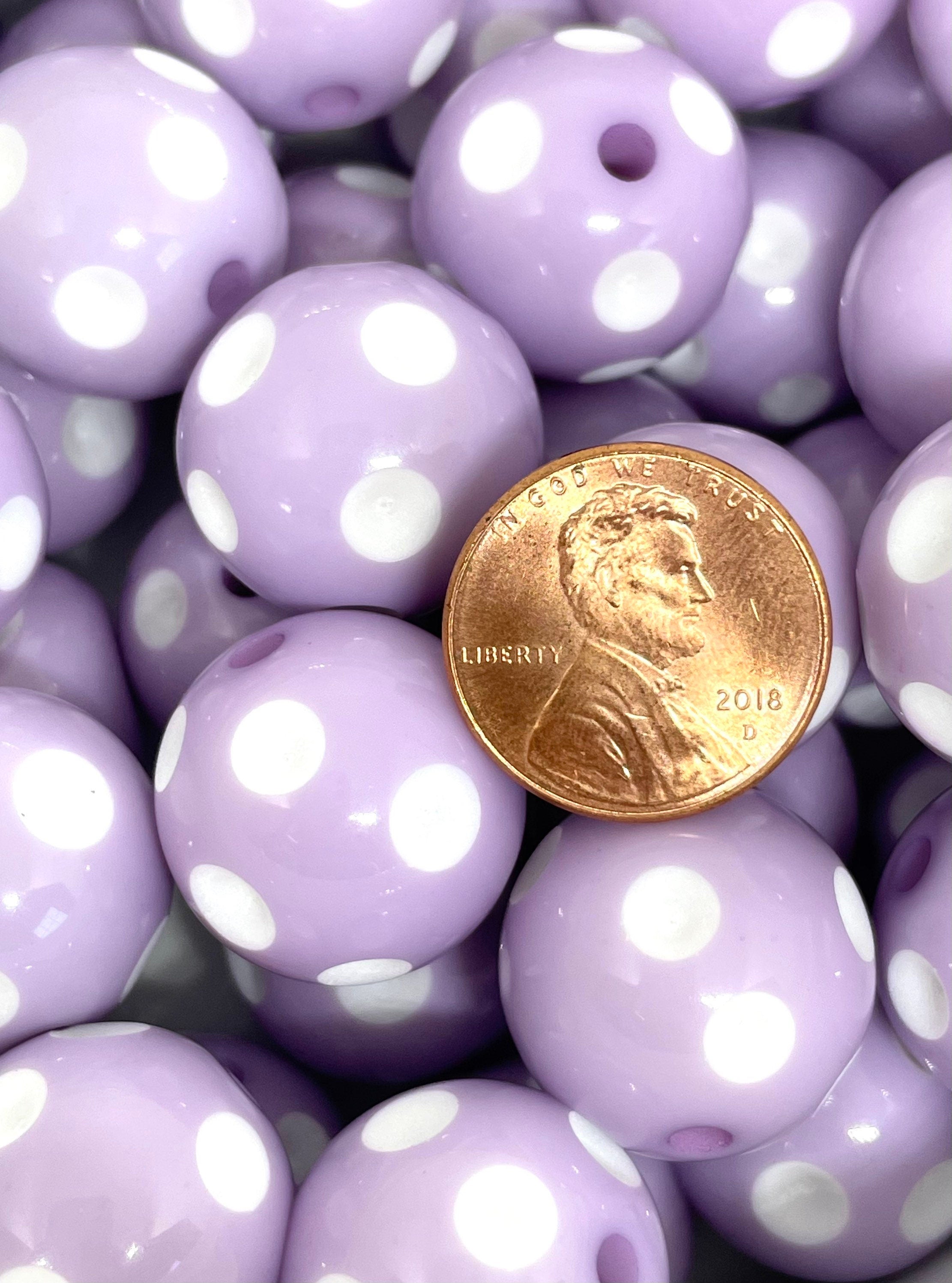 Lavender Purple Polka Dot Beads, Chunky Spotted Beads for Jewelry Making, Lilac Purple Beads, Large Round Beads for Chunky Necklace, 20mm