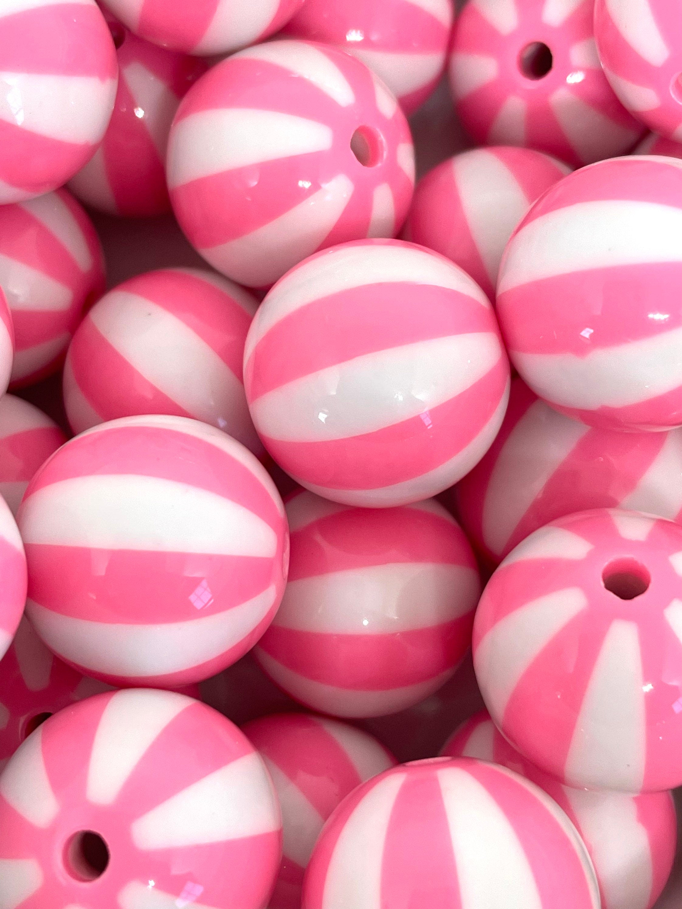 Cotton Candy Beach Ball Beads, Gender Reveal Beads for Party, Chunky Beads for Jewelry Making, Pink and Blue Beads, 20mm Beads, Kawaii Beads