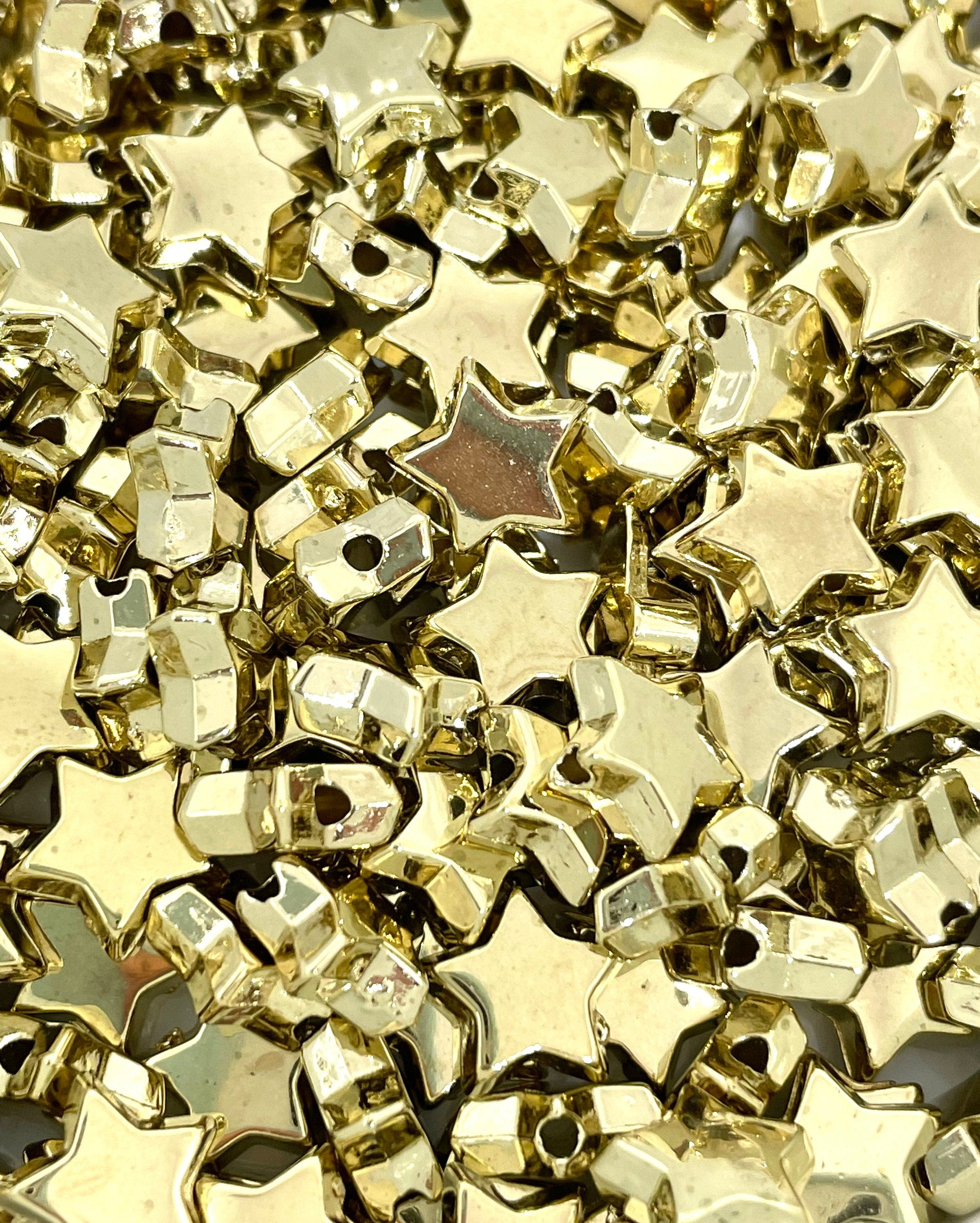 Gold Star Beads, Metal Star Shaped Beads for Jewelry Making, Star Spacer Beads for Bracelet, Star Necklace Charm