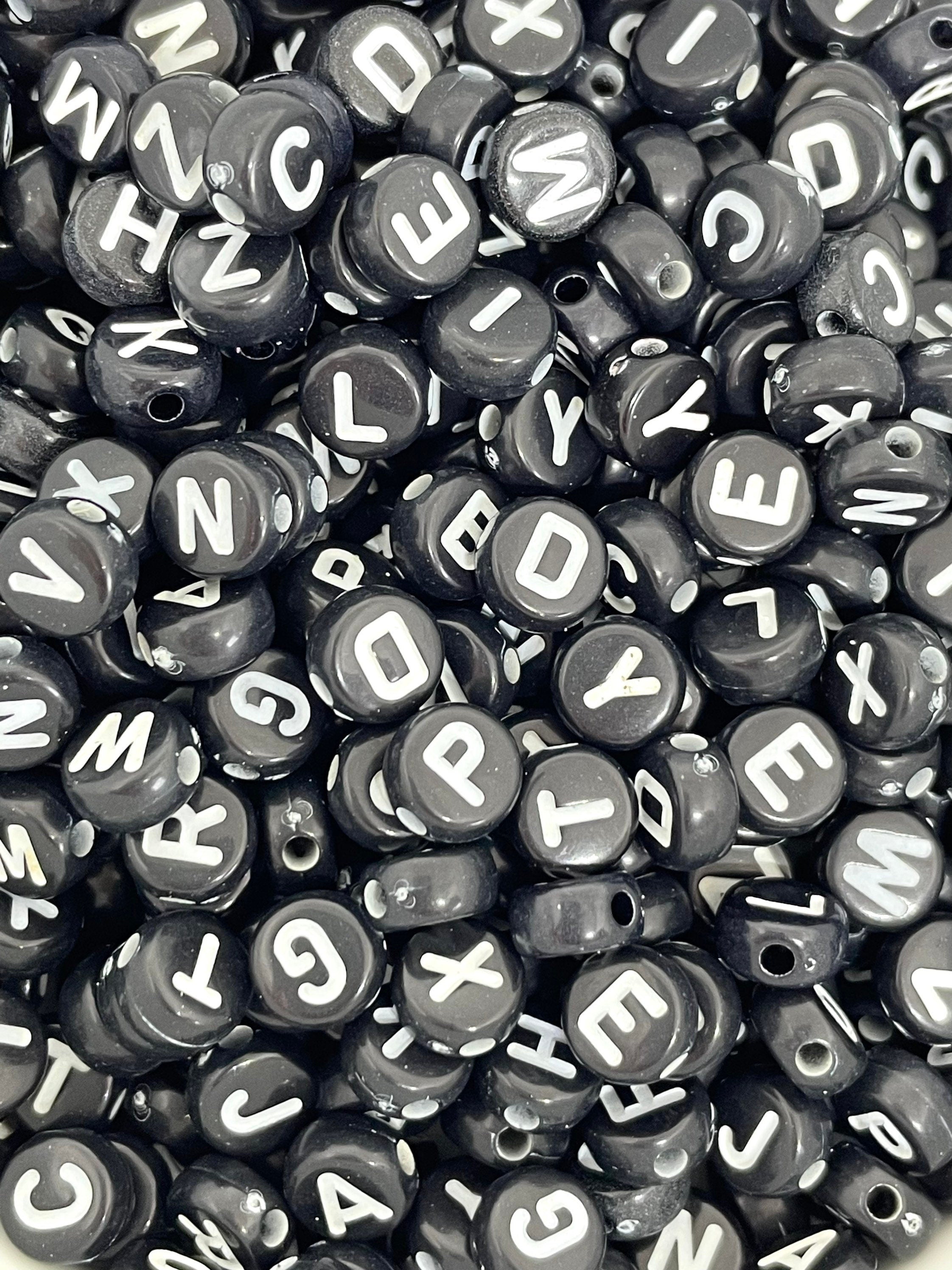 Black Letter Beads for Jewelry Making, Black Alphabet Beads for Name Bracelet, Name Jewelry, Letter Jewelry, Spooky Beads for Bracelet