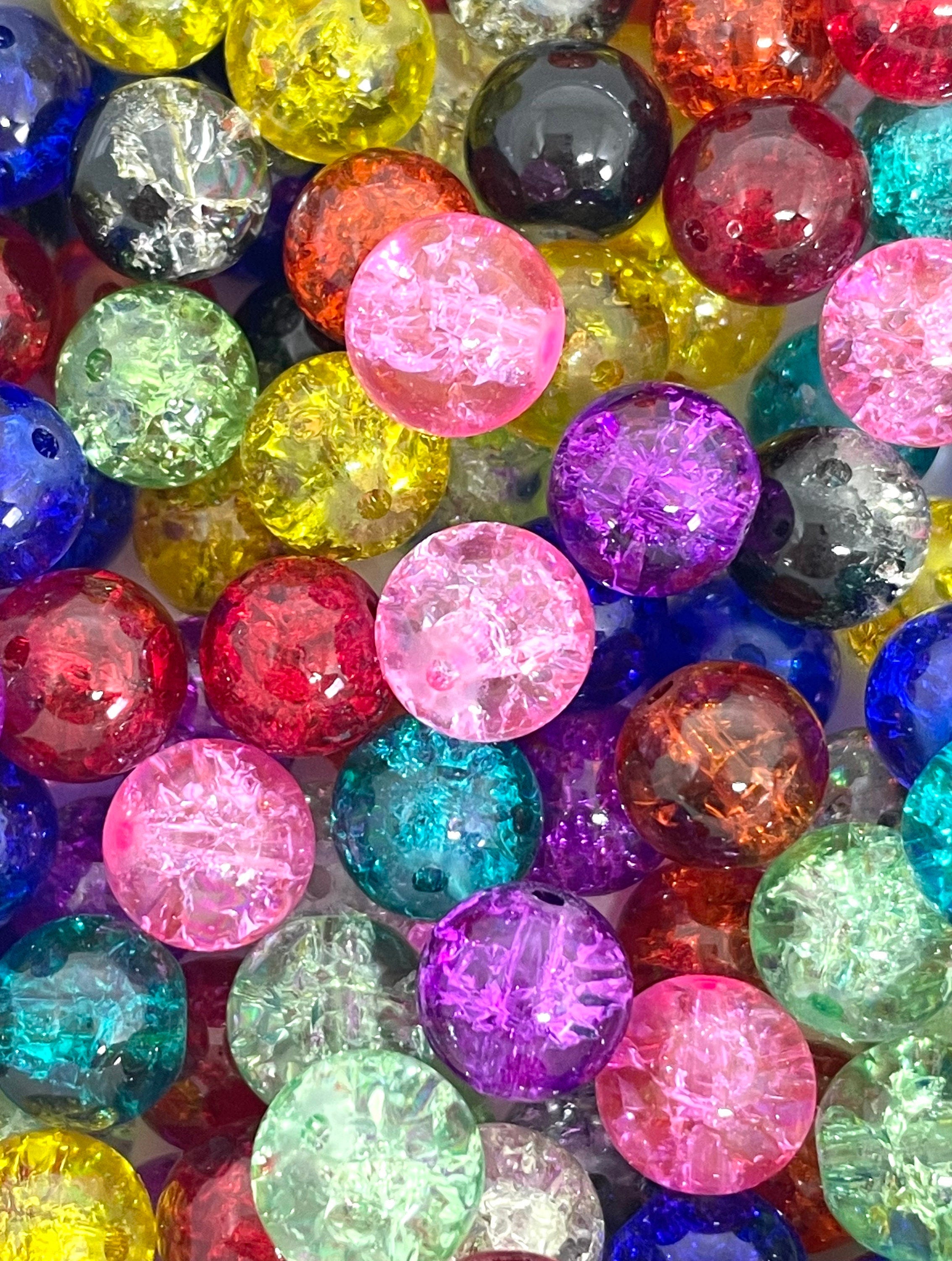 10mm Bright Glass Crackle Beads