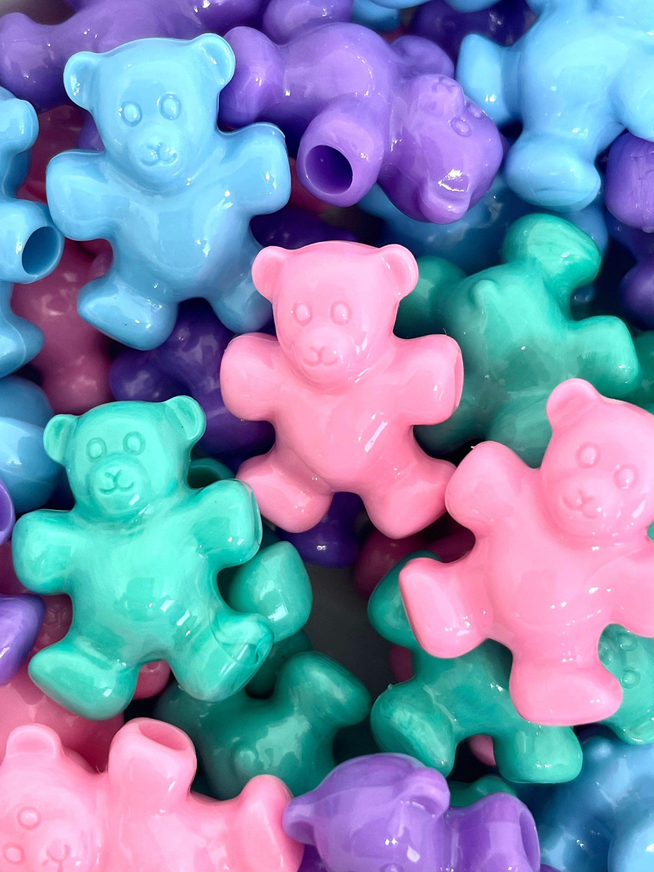 Pastel Teddy Bear Beads, Pastel Bead Mix, Animal Beads for Kids, Unique Beads, Large Beads, Teddy Bear Bead Assortment for Jewelry Making