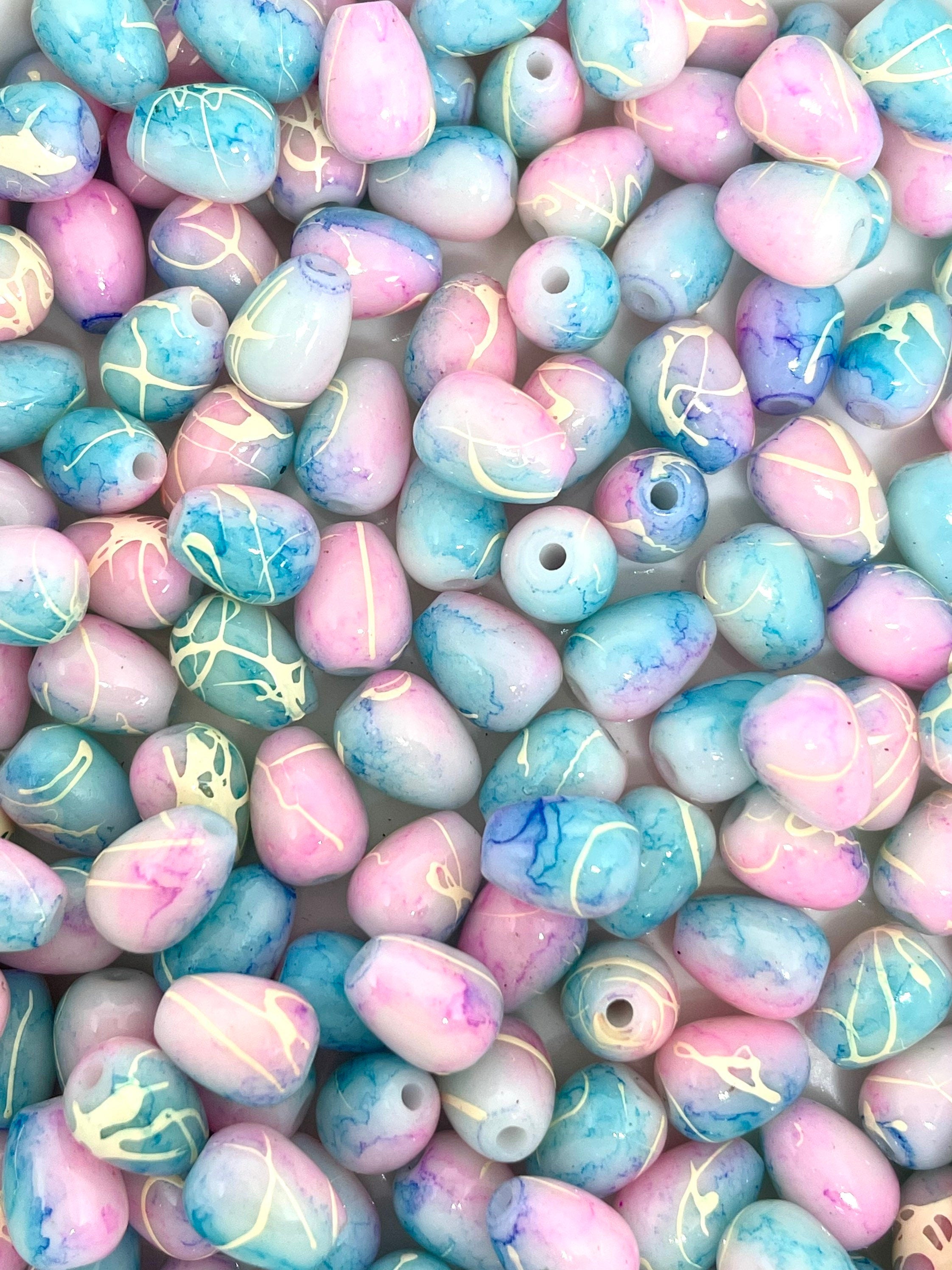 Cotton Candy Beads, Teardrop Beads, Glass Beads, Drop Beads for Earrings, Candy Beads for Jewelry Making