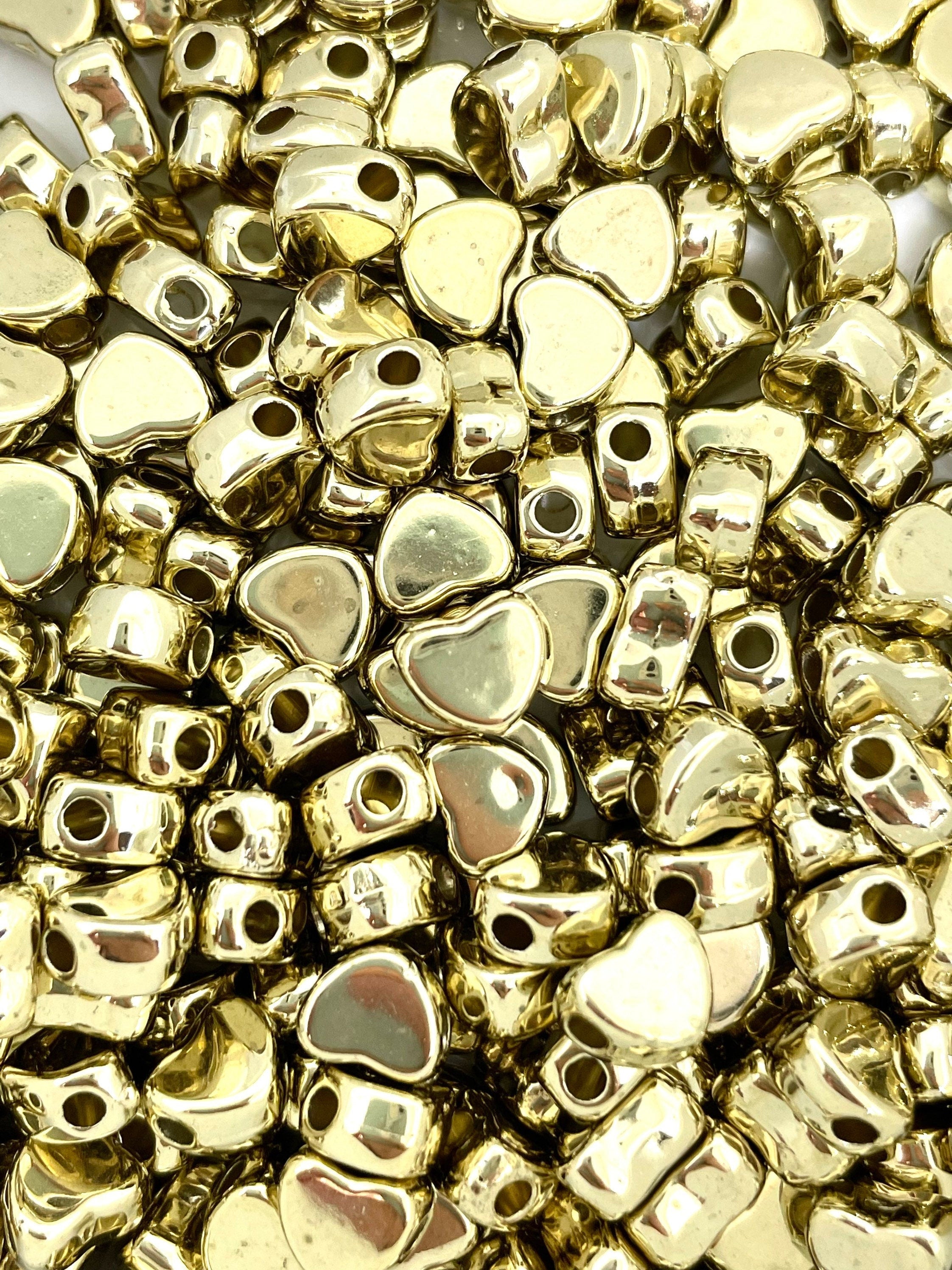 Celebration Mix Gold Heart Beads, Pony Beads, Heart beads, Spacer Beads