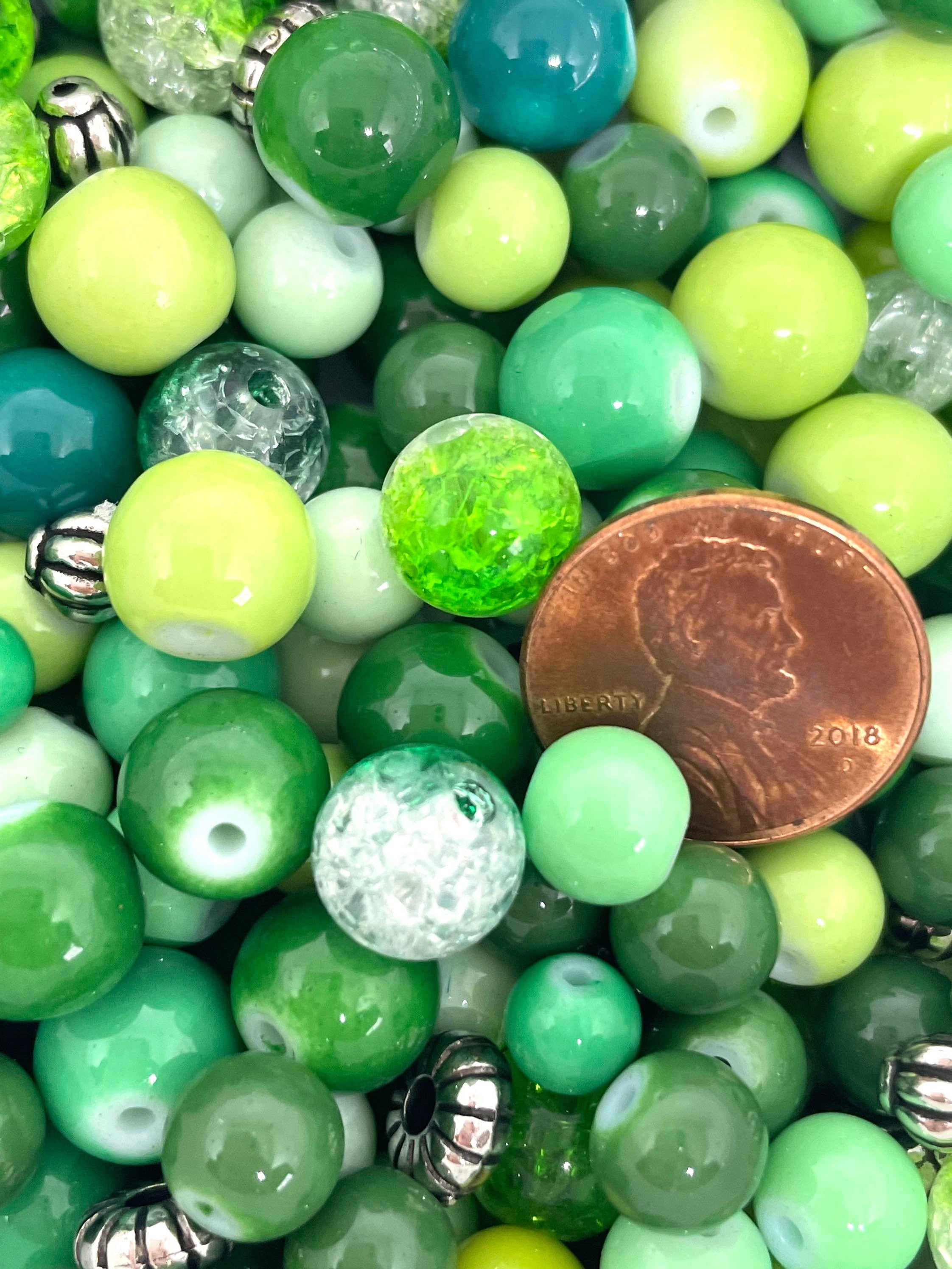 Gorgeous Green Bead Mix, Green Themed Beads for Jewelry Making, Bead Assortment, Glass and Plastic Bead Set