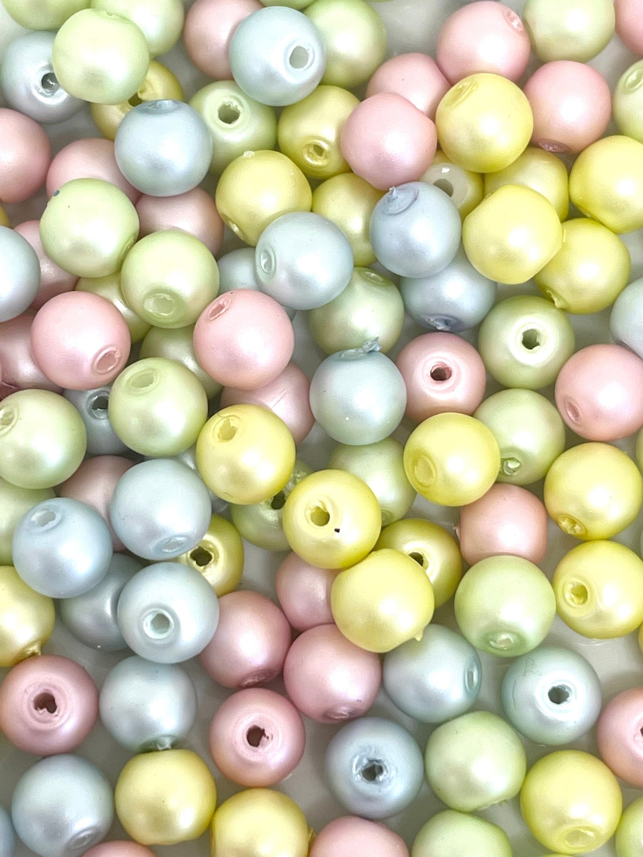 Pastel Glass Pearl Beads, Pastel Beads for Easter, Cute Beads for Bracelet Making, Kawaii Beads, Sweet Lolita, Gyaru, Candy Beads